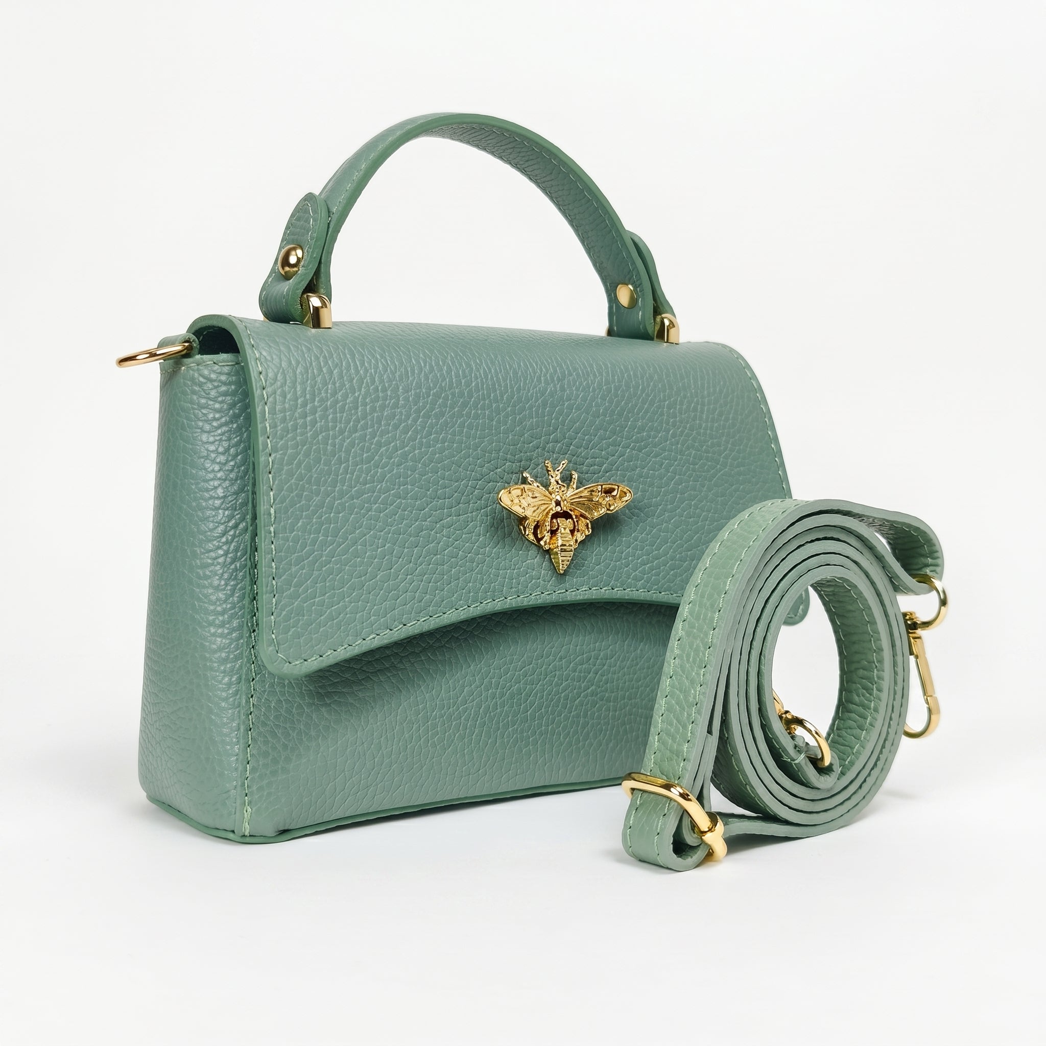 Mini borsa a farfalla vera pelle bianca made in Italy – vista posteriore
