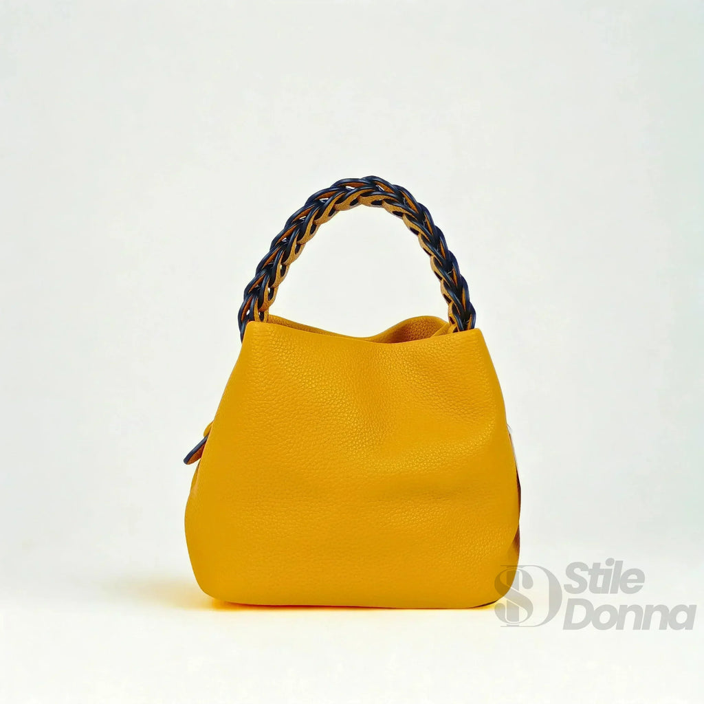 Stile Donna borsa secchiello ecopelle giallo senape vivace – vista supplementare 6