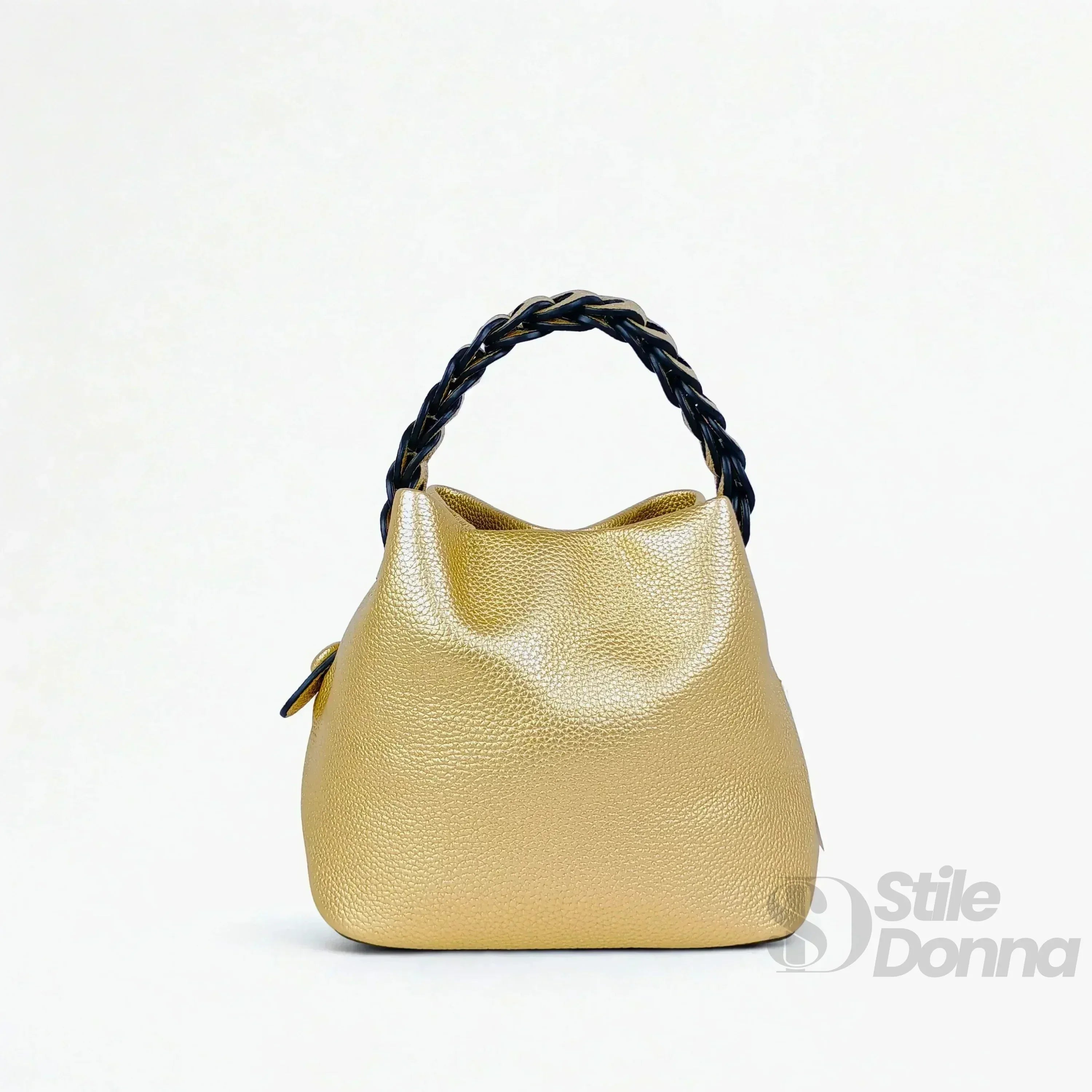 Stile Donna borsa secchiello ecopelle manico intrecciato – vista supplementare 10