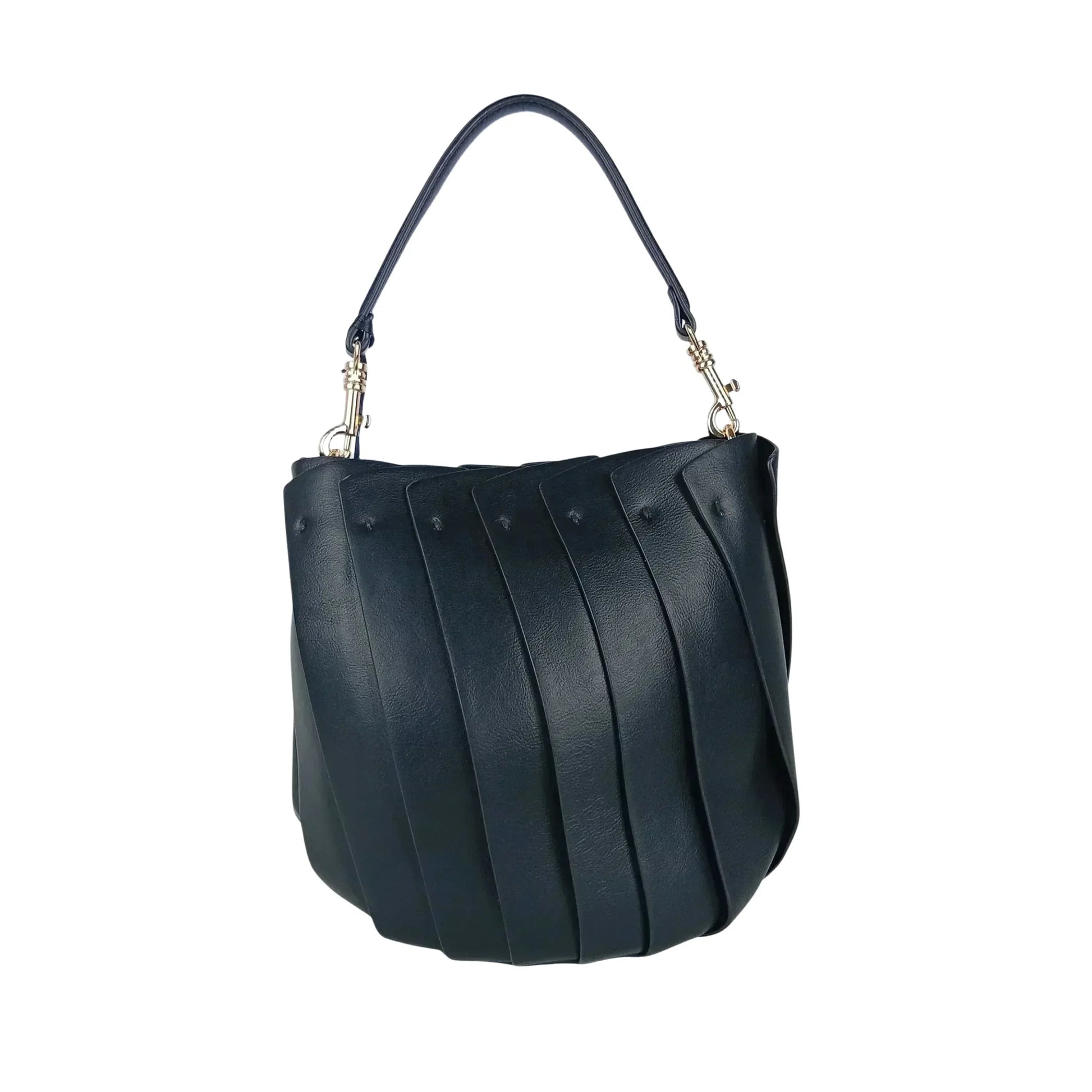 Stile Donna borsa secchiello ecopelle con finiture dorate uso professionale donna – vista frontale