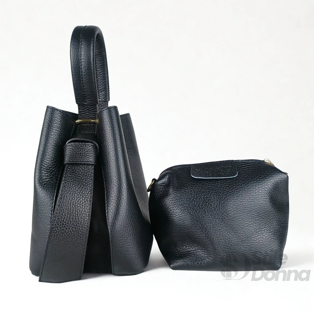 Borsa Secchiello Vera Pelle Quotidiana | Insieme con accessori | vera pelle | Rosa