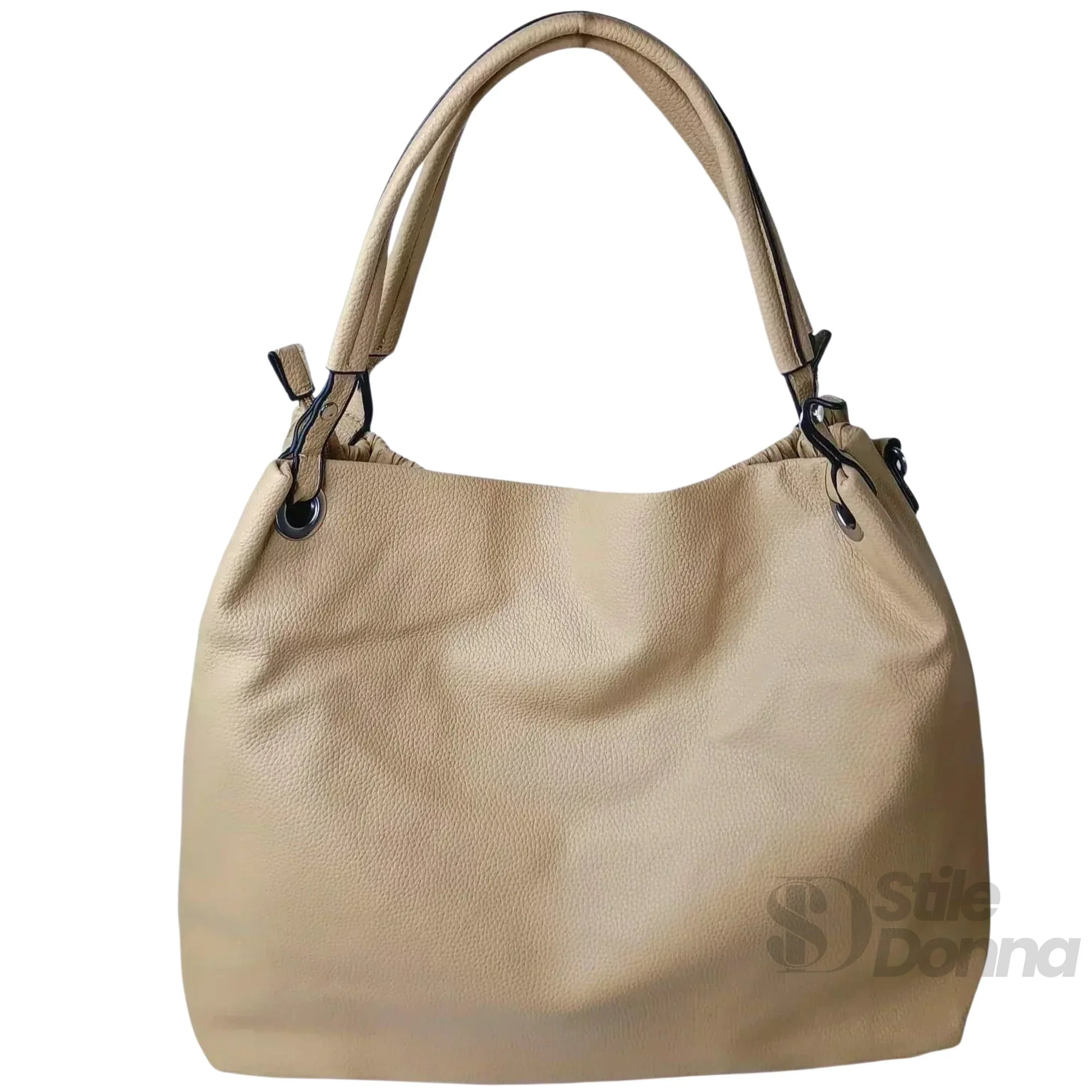 Stile Donna borsa shopper ecopelle ampia con fodera laptop – vista laterale
