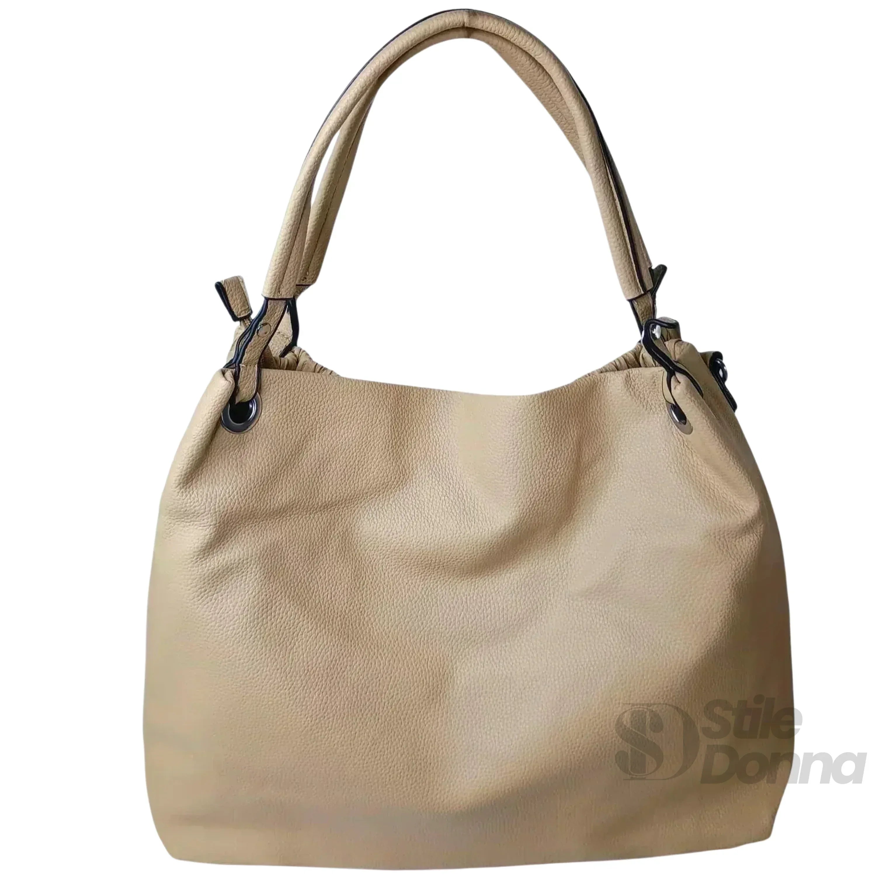 Stile Donna borsa shopper ecopelle ampia con fodera laptop – vista laterale
