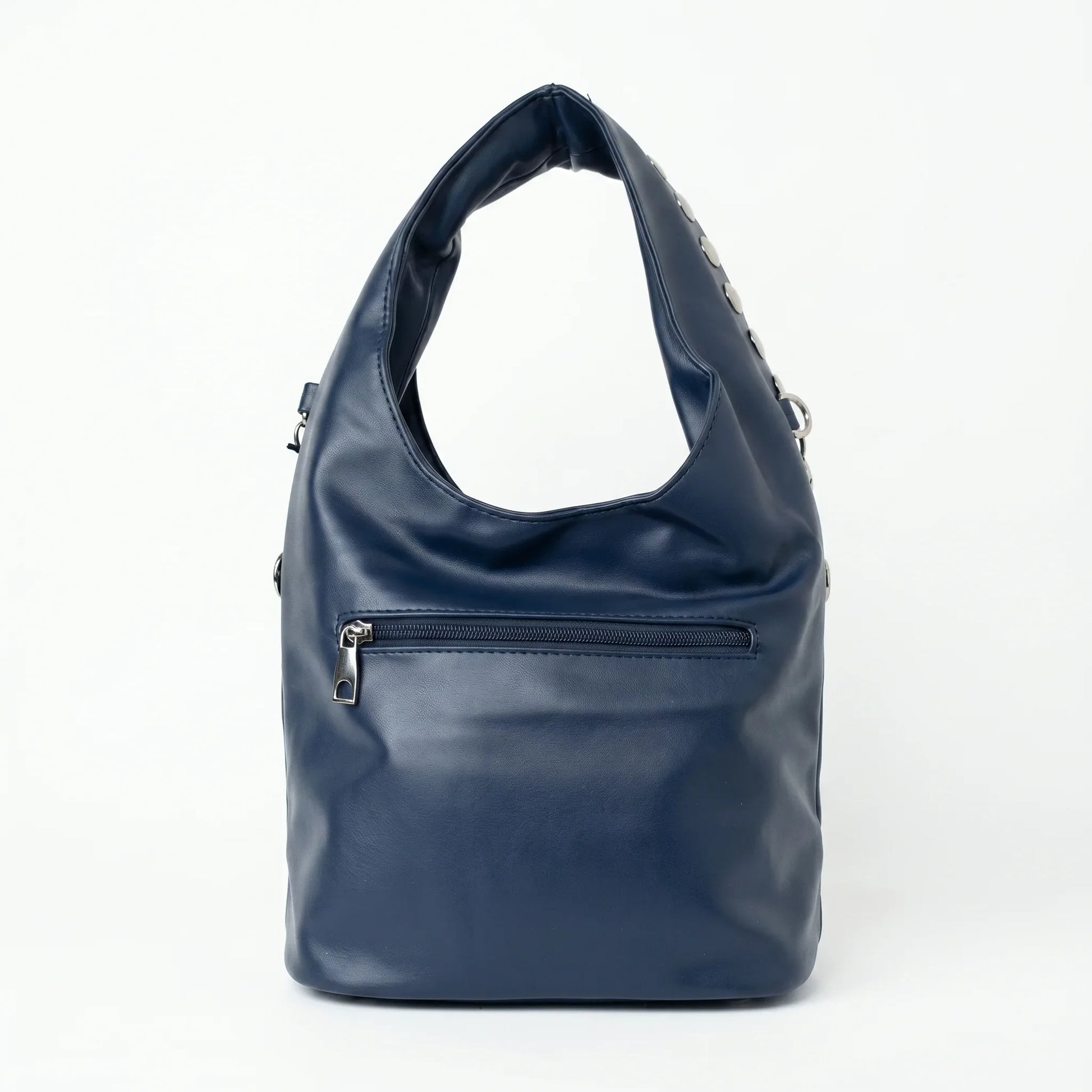Stile Donna borsa Silver Dot media ecopelle blu – dettaglio manico