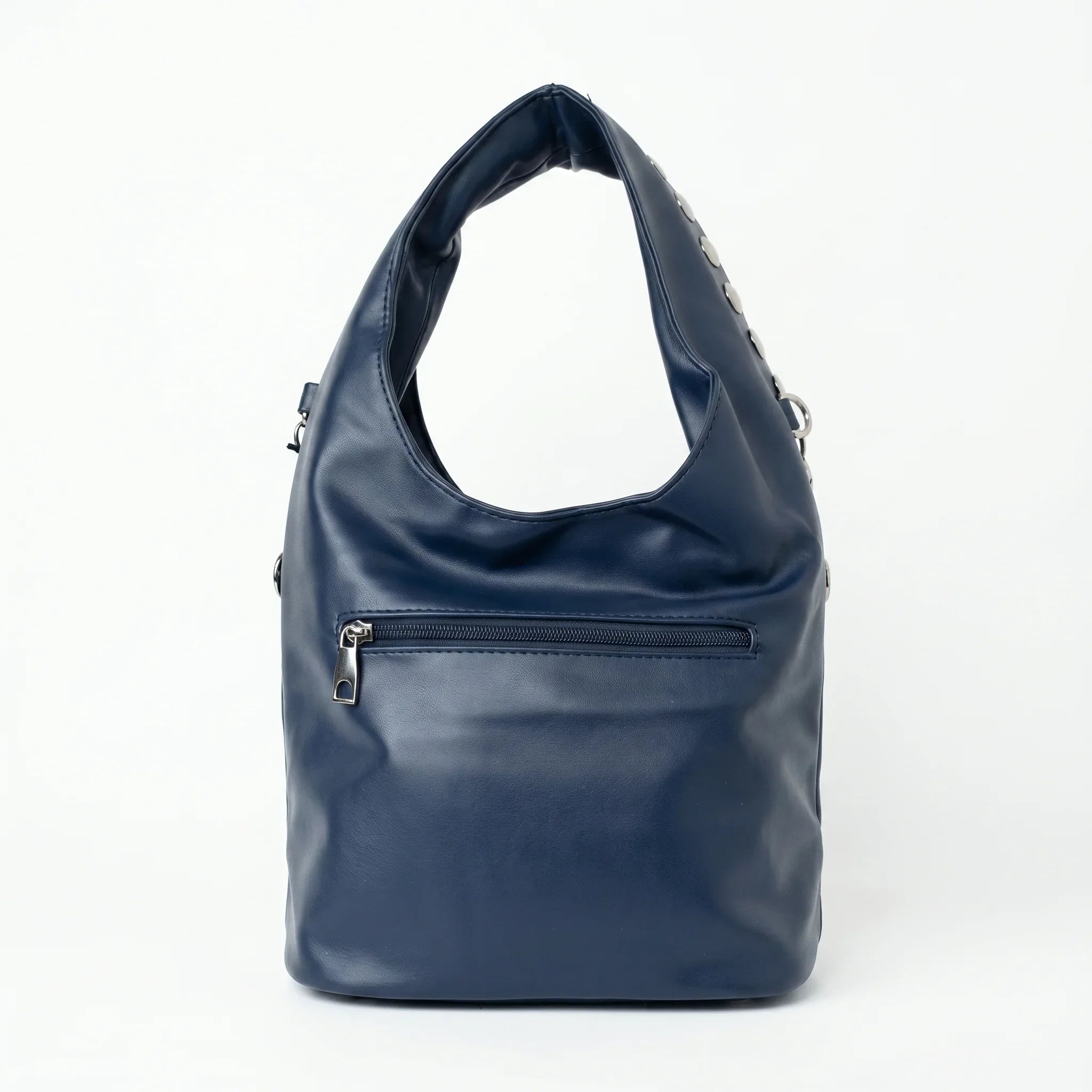 Stile Donna borsa Silver Dot media ecopelle blu – dettaglio manico