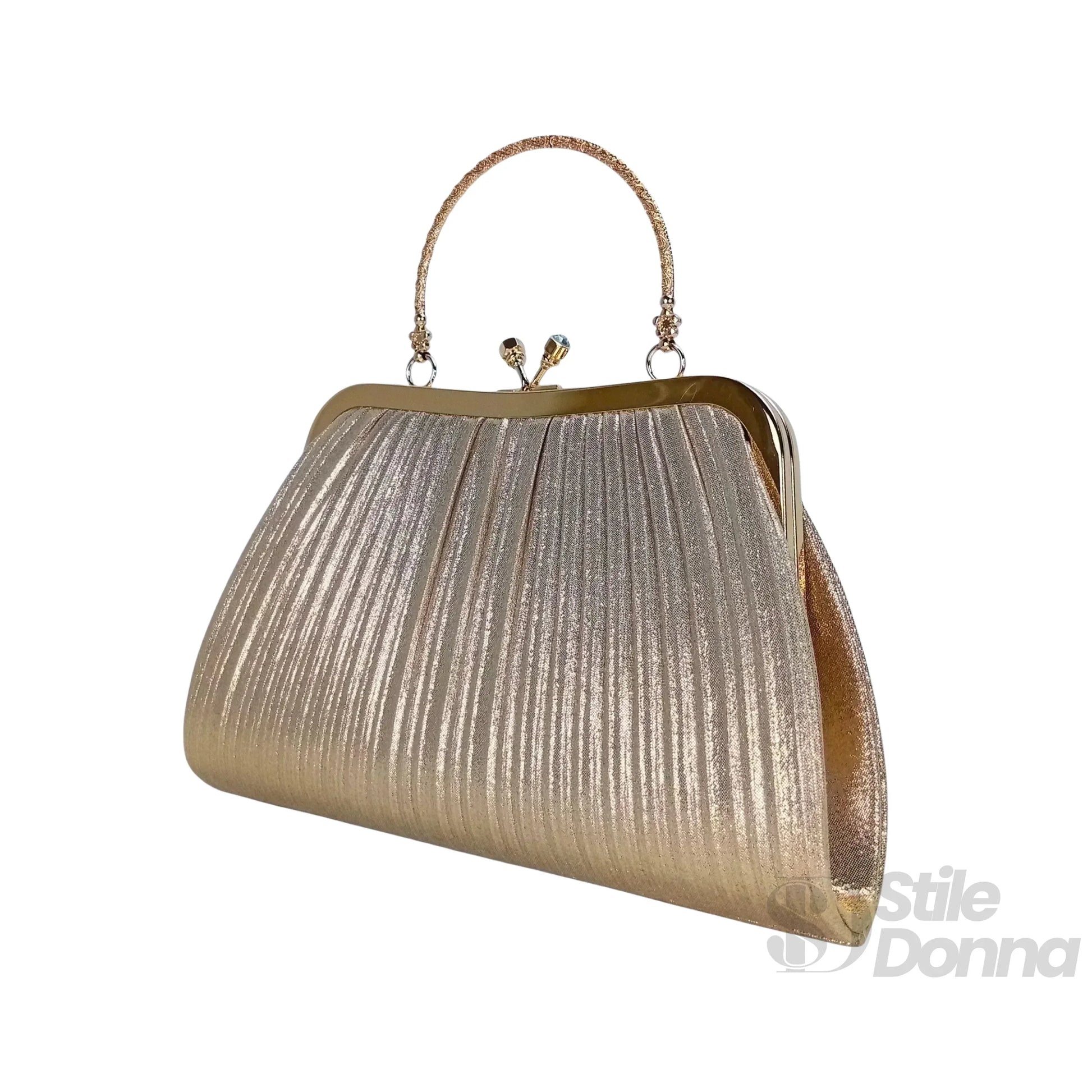 Stile Donna borsa soft pouch strass cristallo dorato – dettaglio esterno