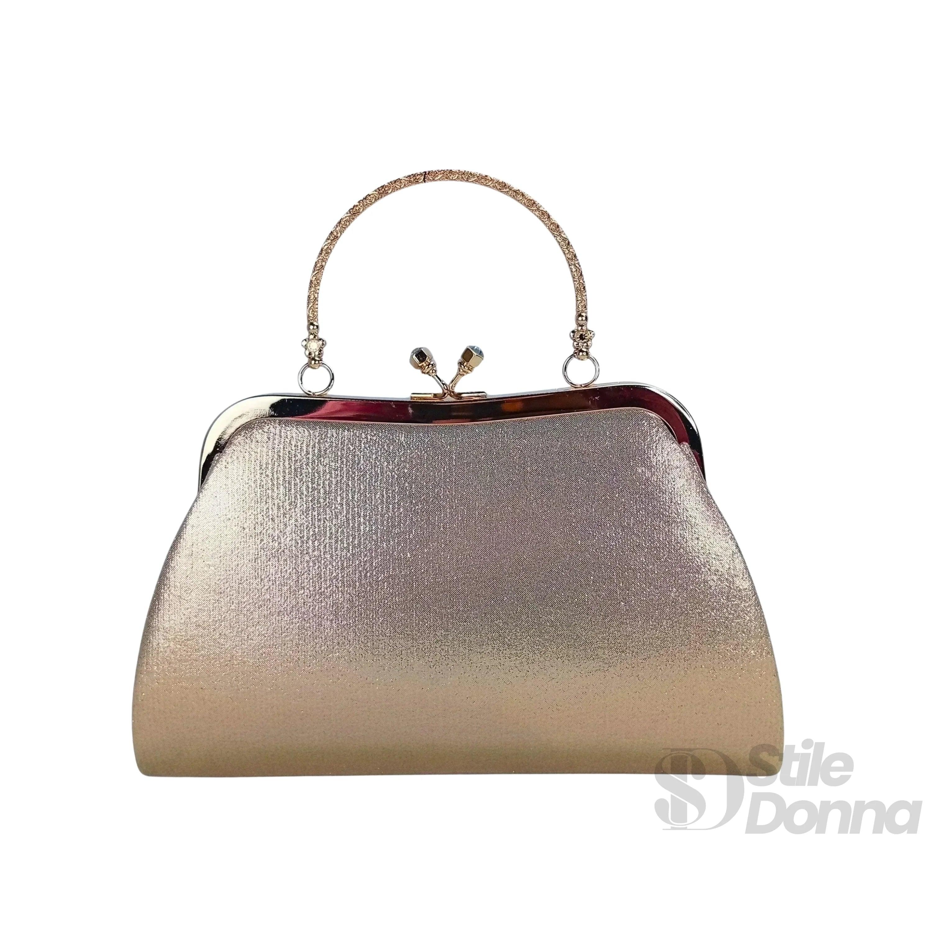 Stile Donna borsa soft pouch strass cristallo dorato – vista posteriore