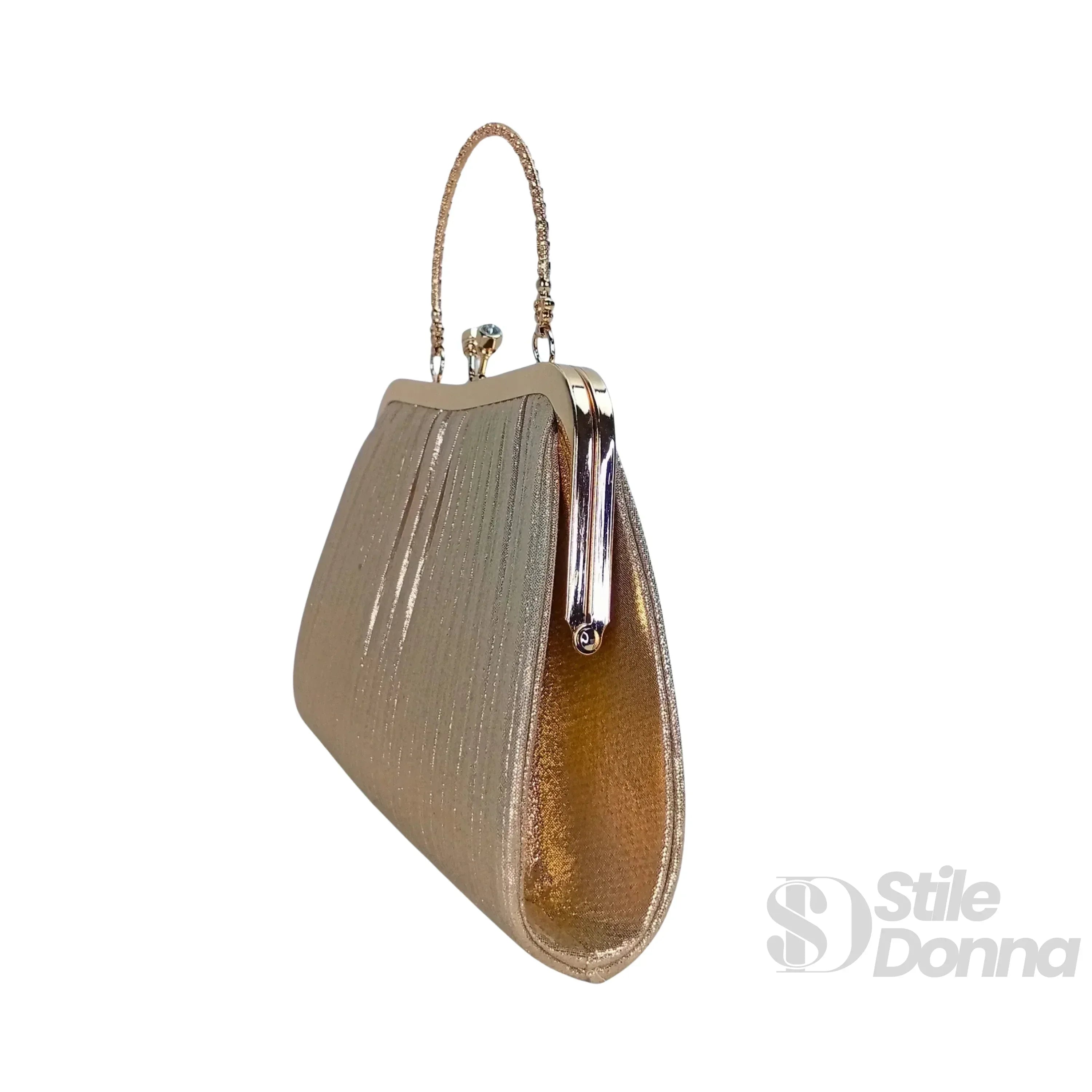 Stile Donna borsa soft pouch strass cristallo dorato donna – borsa indossata