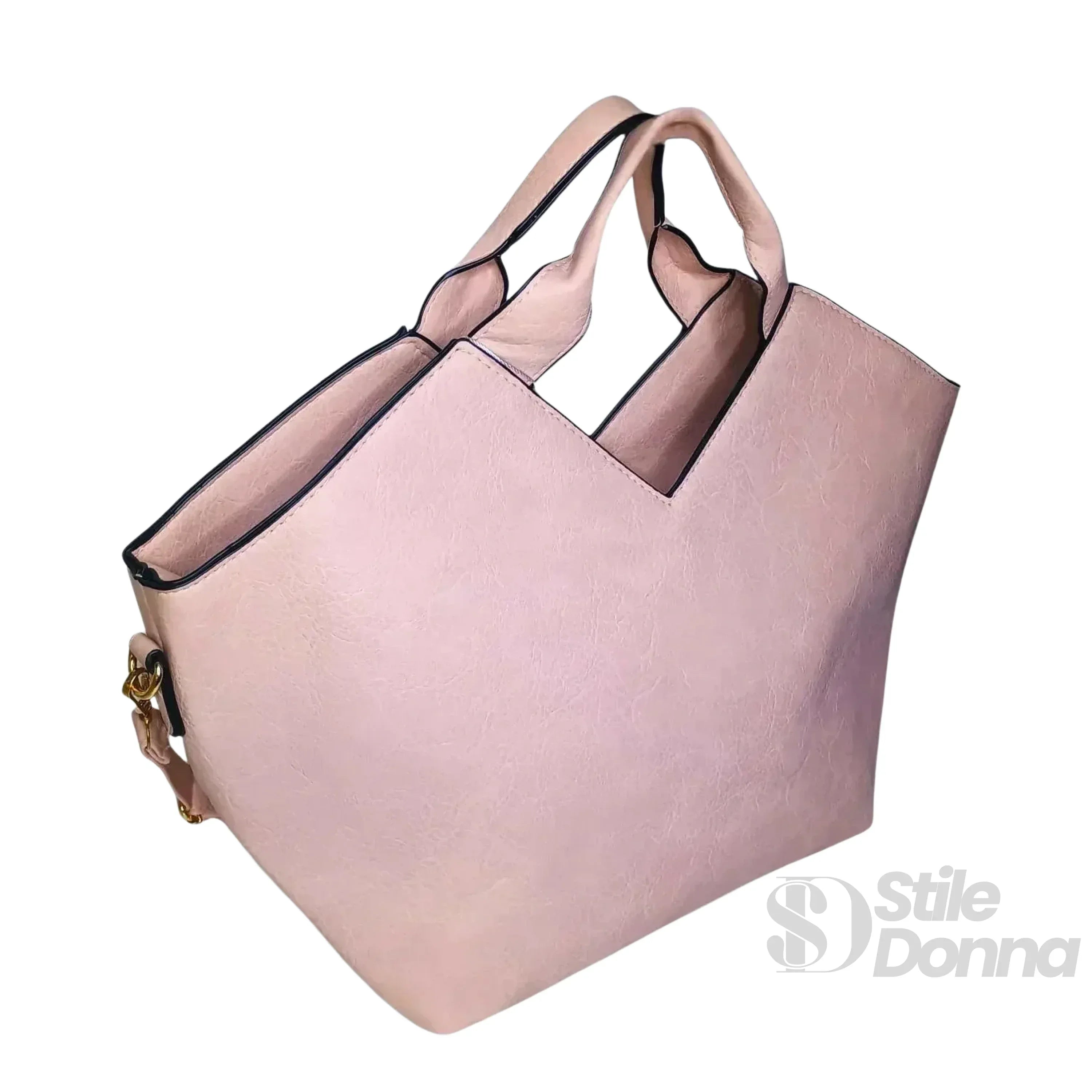 Stile Donna borsa tote ecopelle rosa morbida – dettaglio esterno