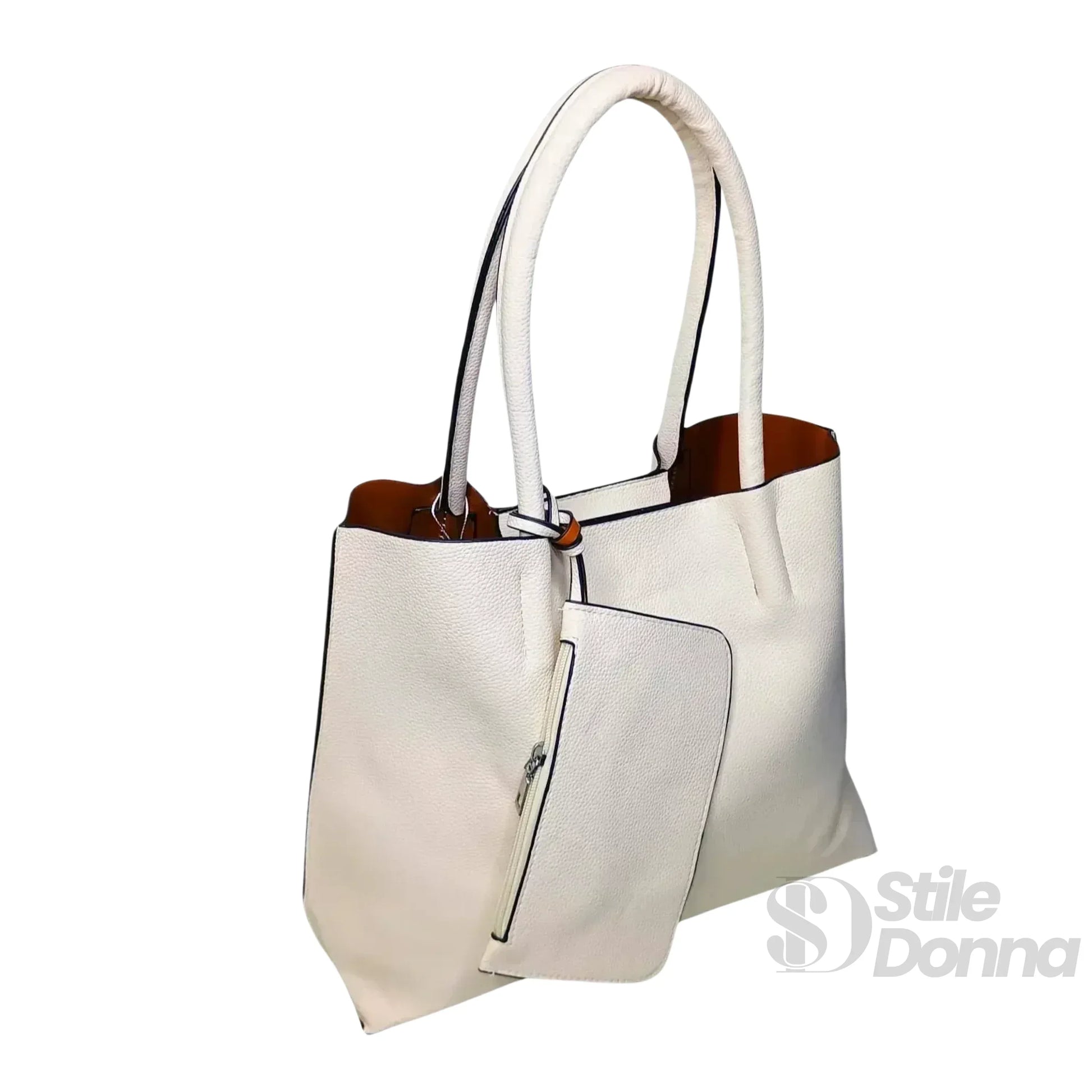 Stile Donna borsa tote ecopelle con tracolla inclusa chiusura magnetica – vista laterale