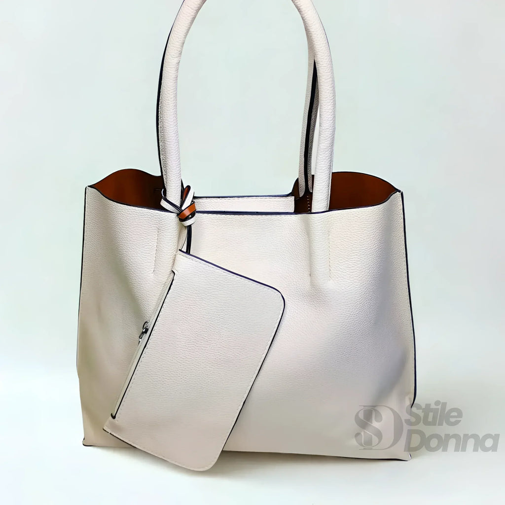 Stile Donna borsa tote ecopelle con tracolla inclusa – dettaglio esterno