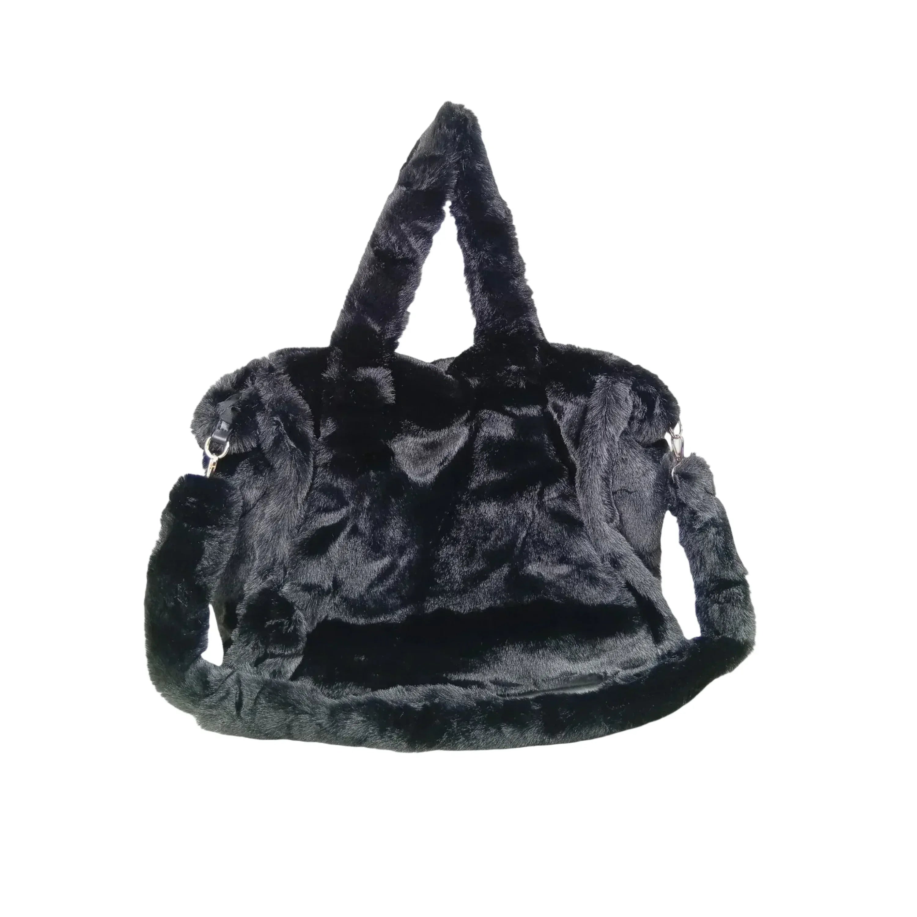 Stile Donna borsa tote pelliccia sintetica color crema – vista posteriore