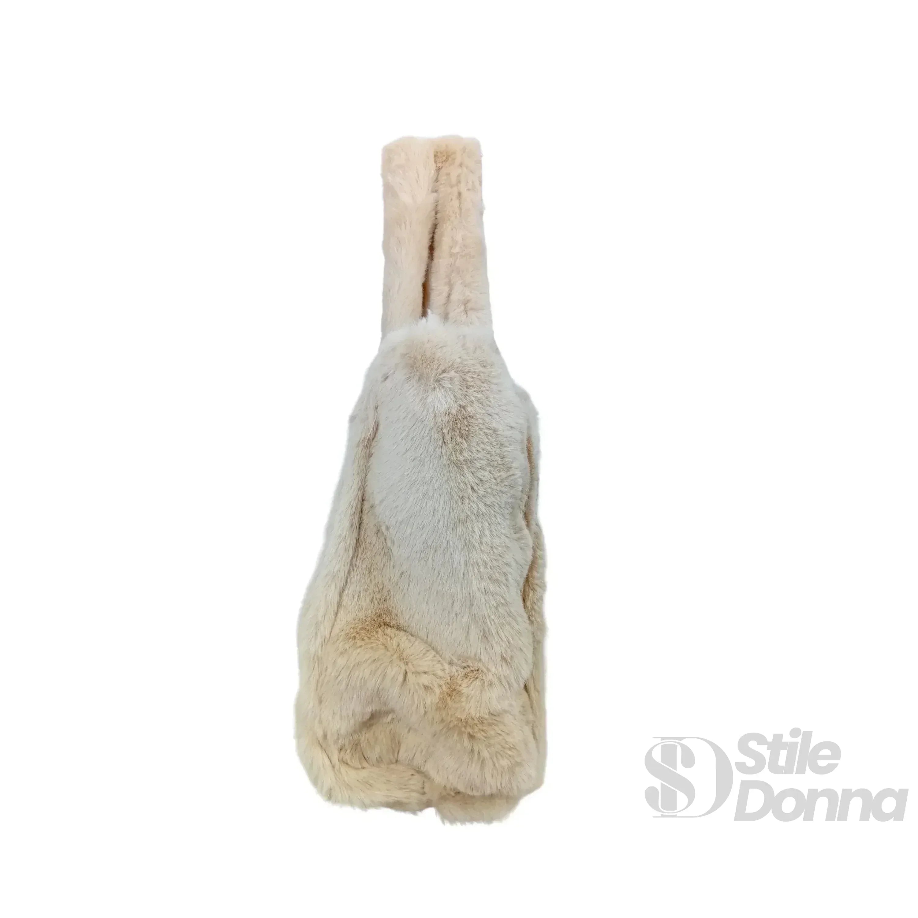 Stile Donna borsa tote pelliccia sintetica crema – dettaglio manico
