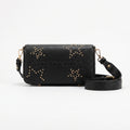 Borsa tracolla Coconuda nera ecopelle logo rilievo borchie oro con tracolla - vista laterale