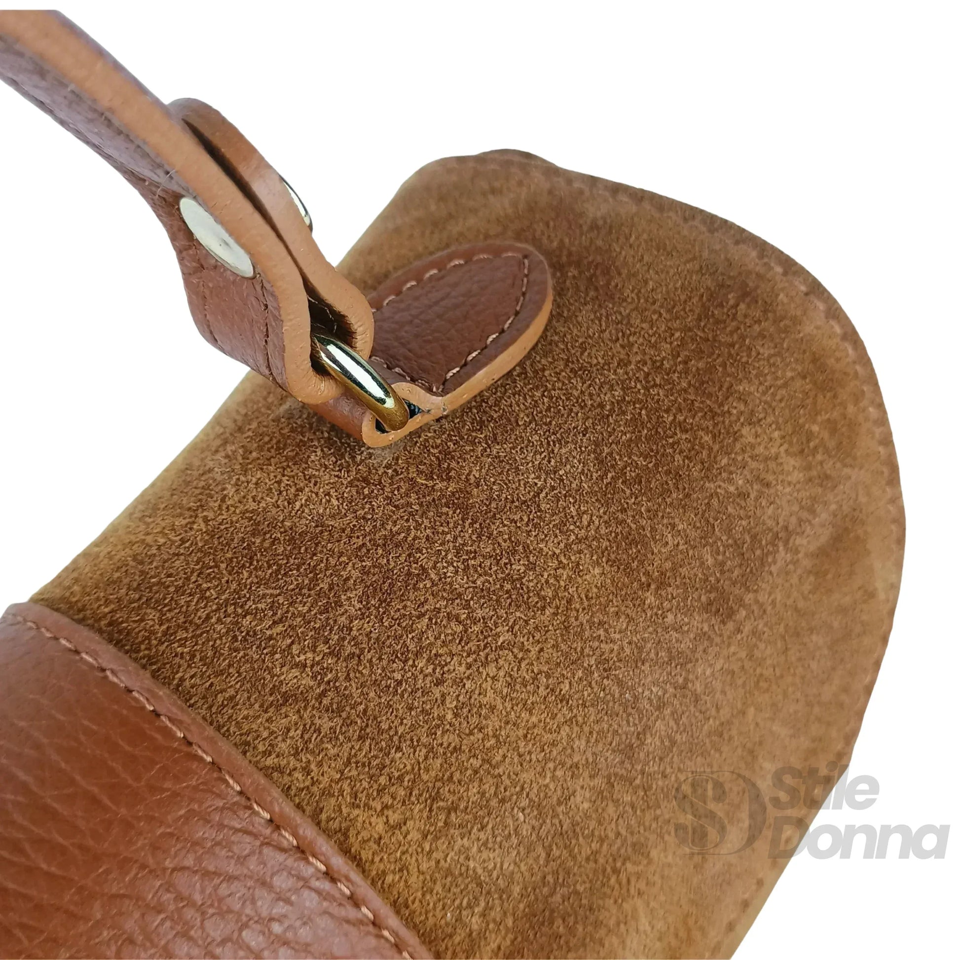 Borsa Venezia ecopelle scamosciata donna – borsa indossata