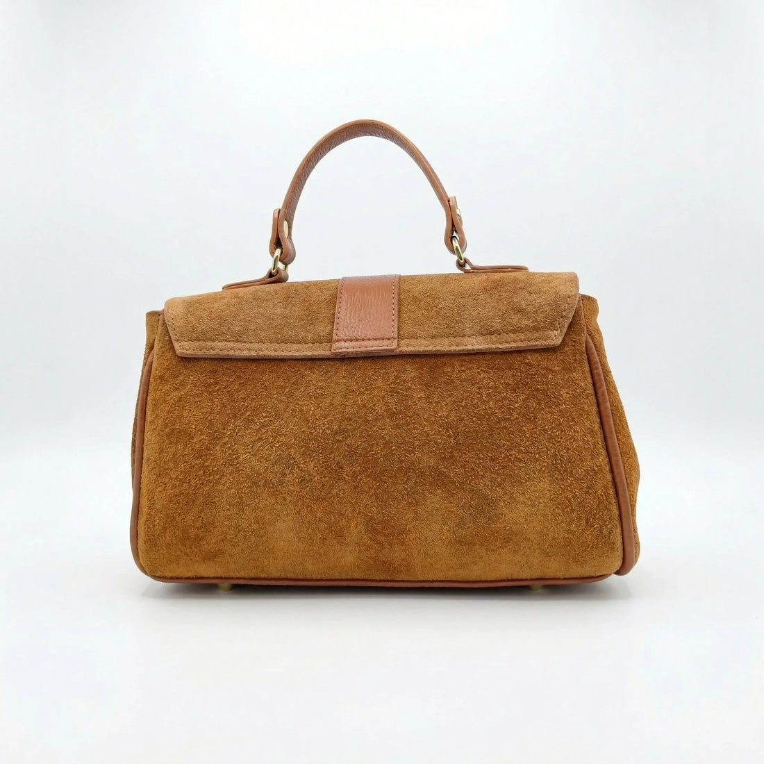 Borsa Venezia in Pelle Scamosciata con Finiture Dorate
