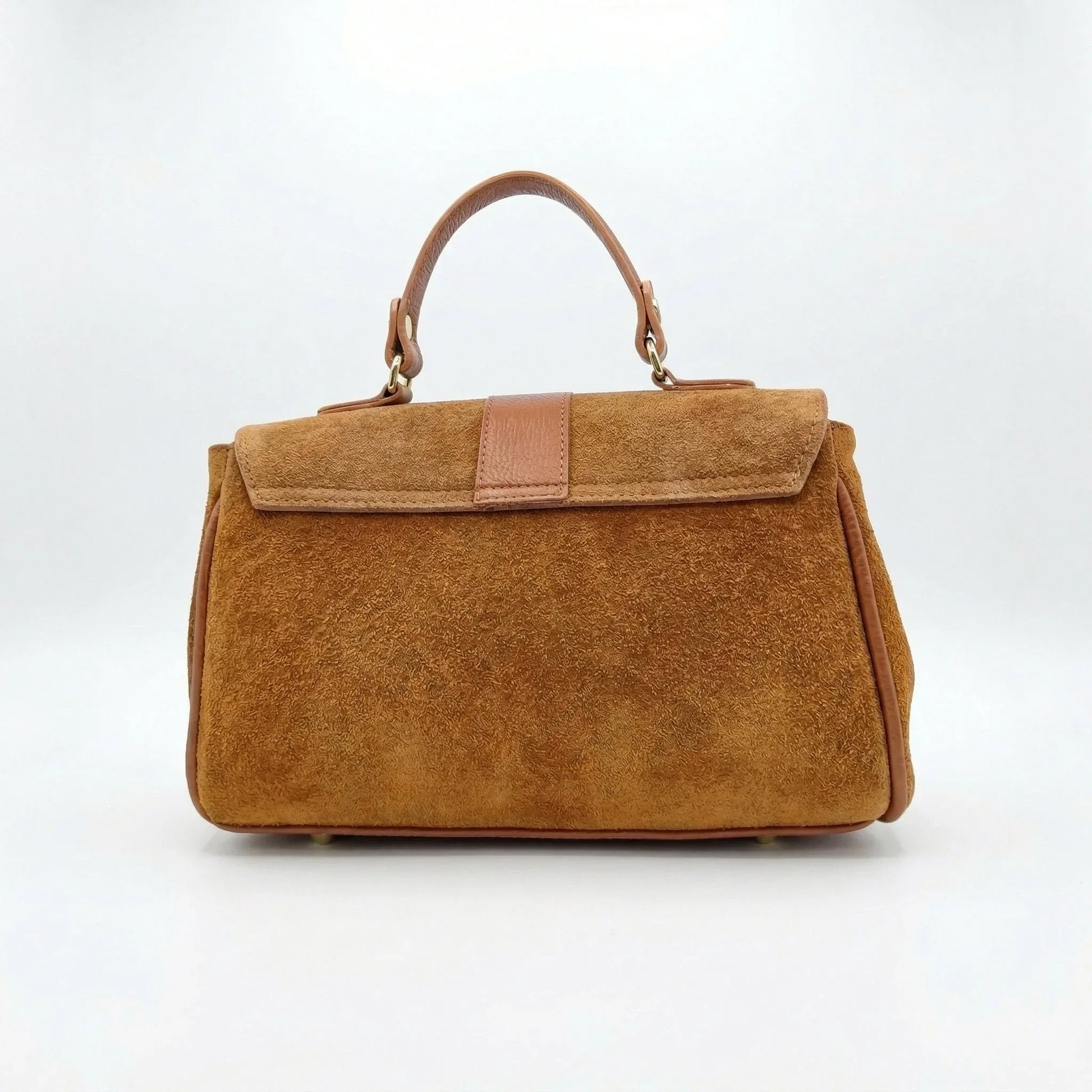 Borsa Venezia ecopelle scamosciata finiture dorate – vista posteriore