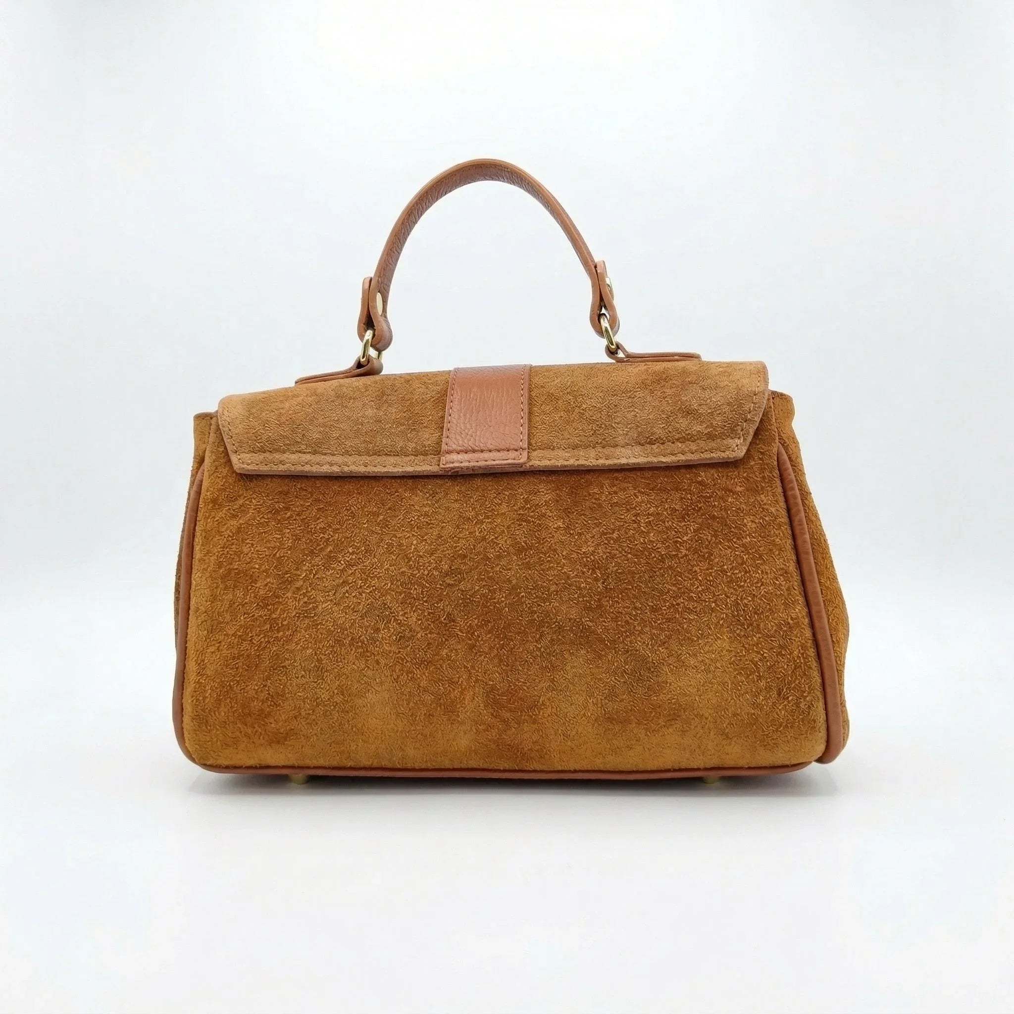 Borsa Venezia ecopelle scamosciata finiture dorate – vista posteriore