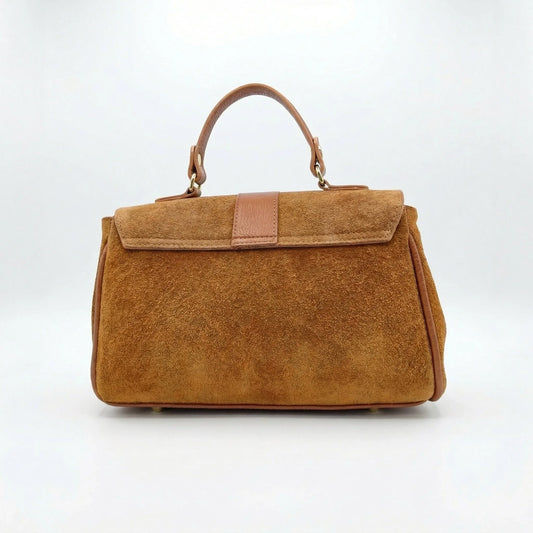 Borsa Venezia ecopelle scamosciata finiture dorate – vista posteriore