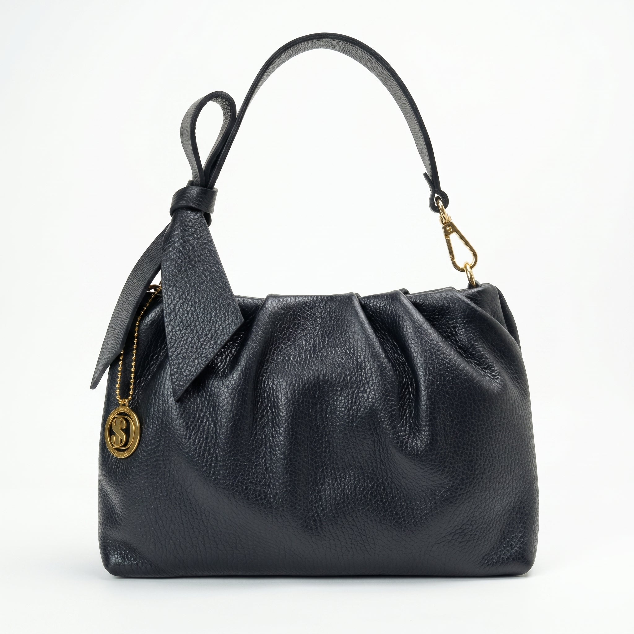 Borsa Verona vera pelle artigianale italiana con accessori dorati donna – vista frontale