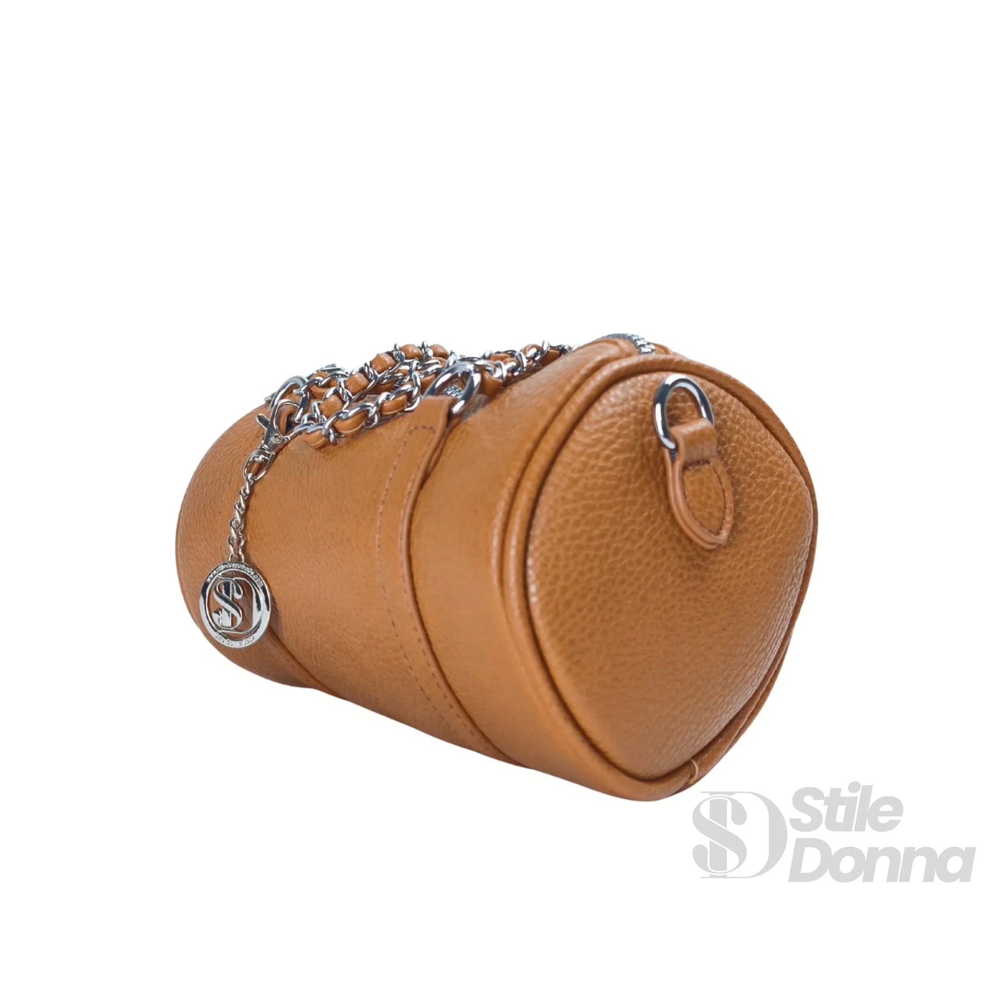 Stile Donna borsa a cilindro ecopelle con doppio manico – con accessori abbinati