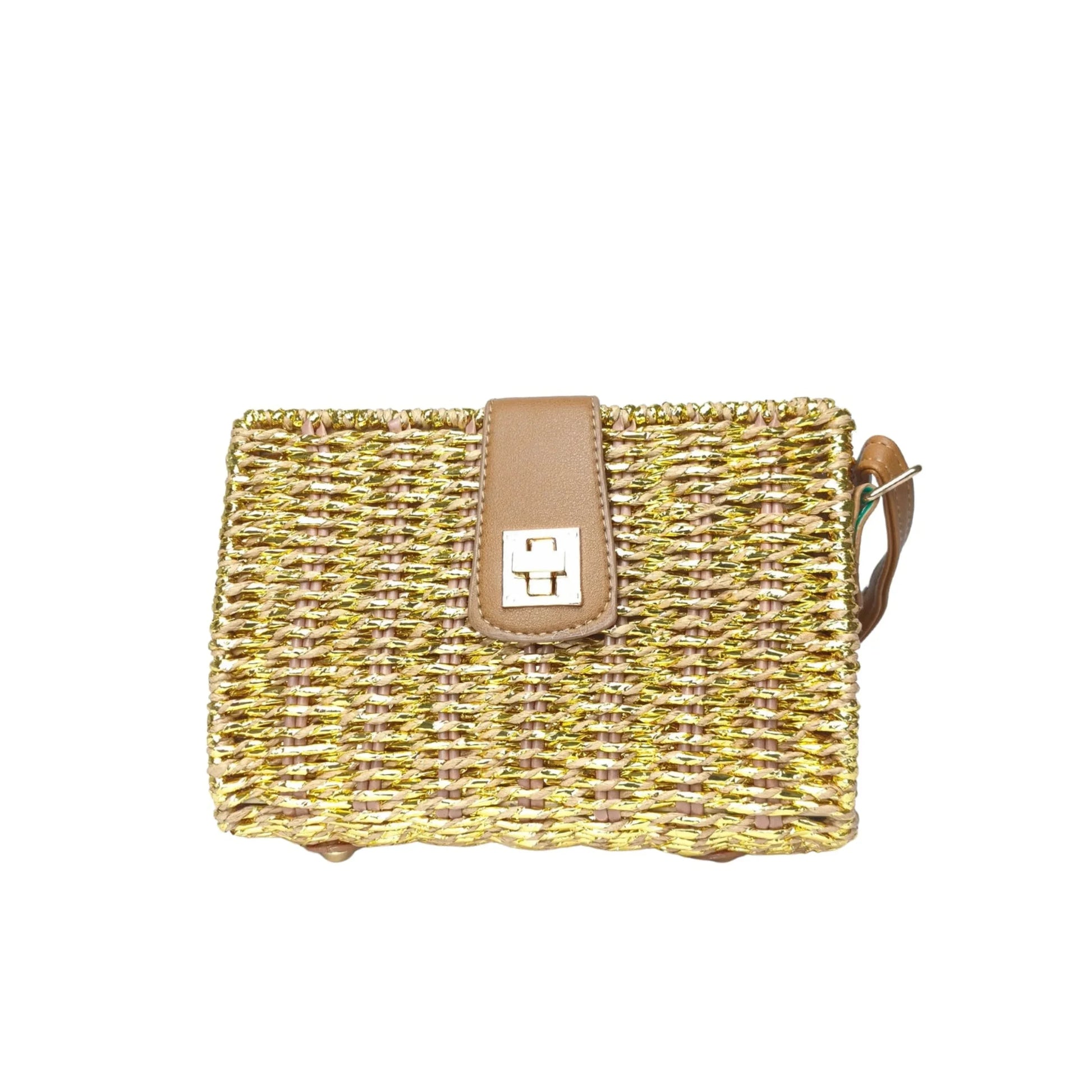 Stile Donna borsa a mano paglia naturale intrecciata donna – vista frontale