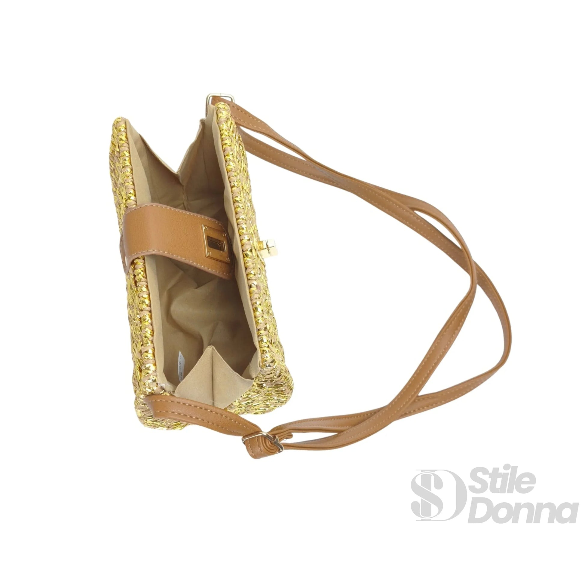 Stile Donna borsa a mano paglia naturale intrecciata – vista posteriore