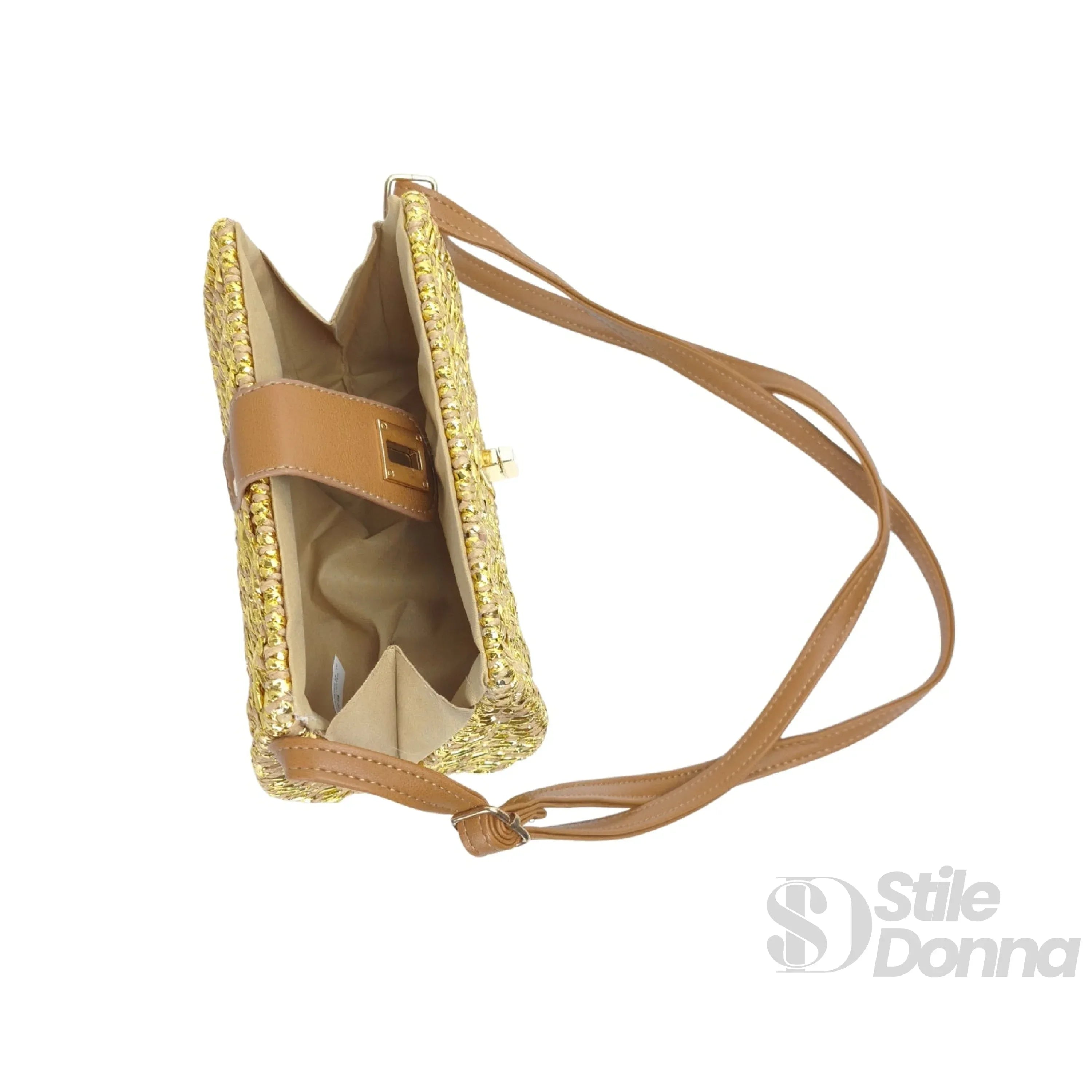 Stile Donna borsa a mano paglia naturale intrecciata – vista posteriore