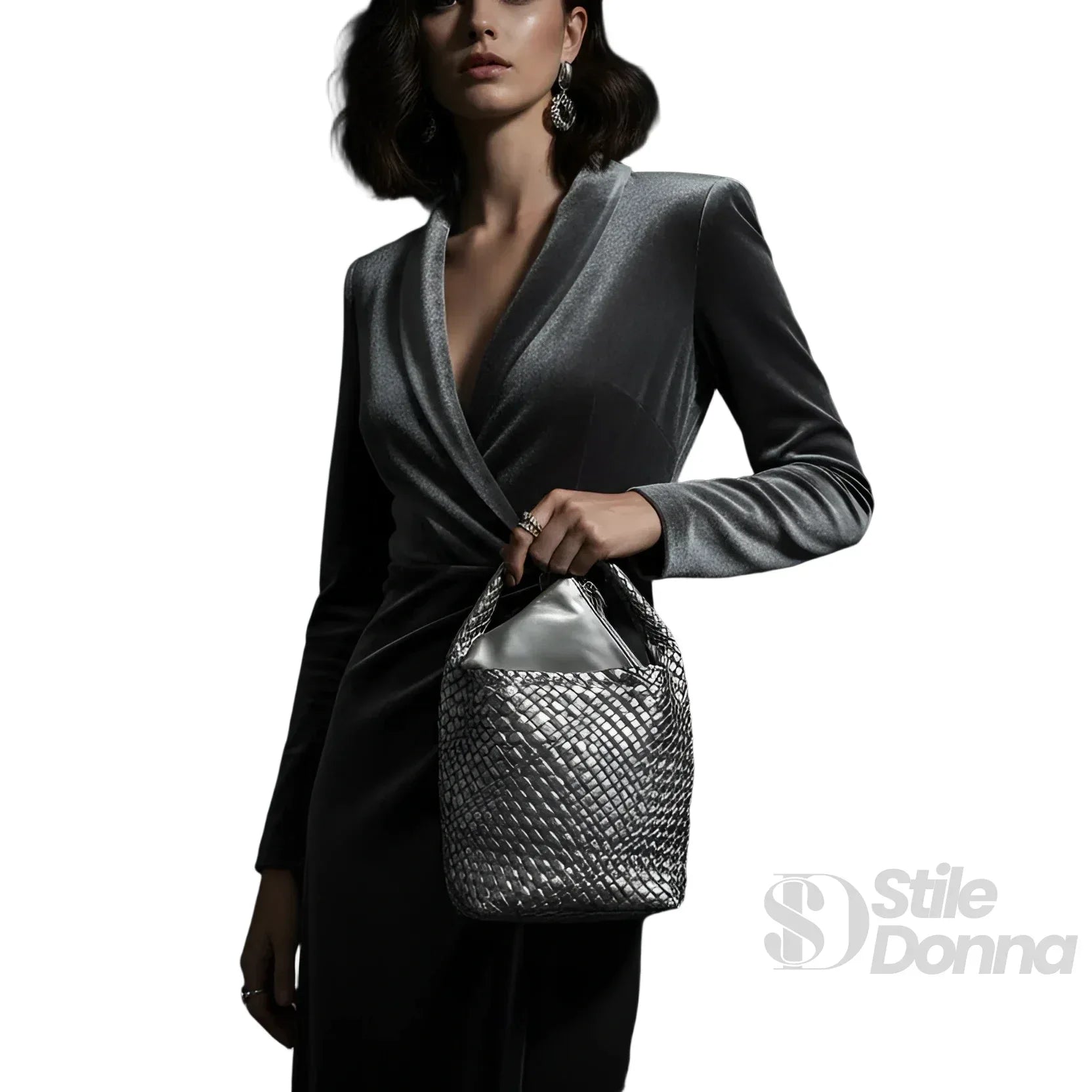 Stile Donna borsa a mano ecopelle intrecciata – dettaglio esterno
