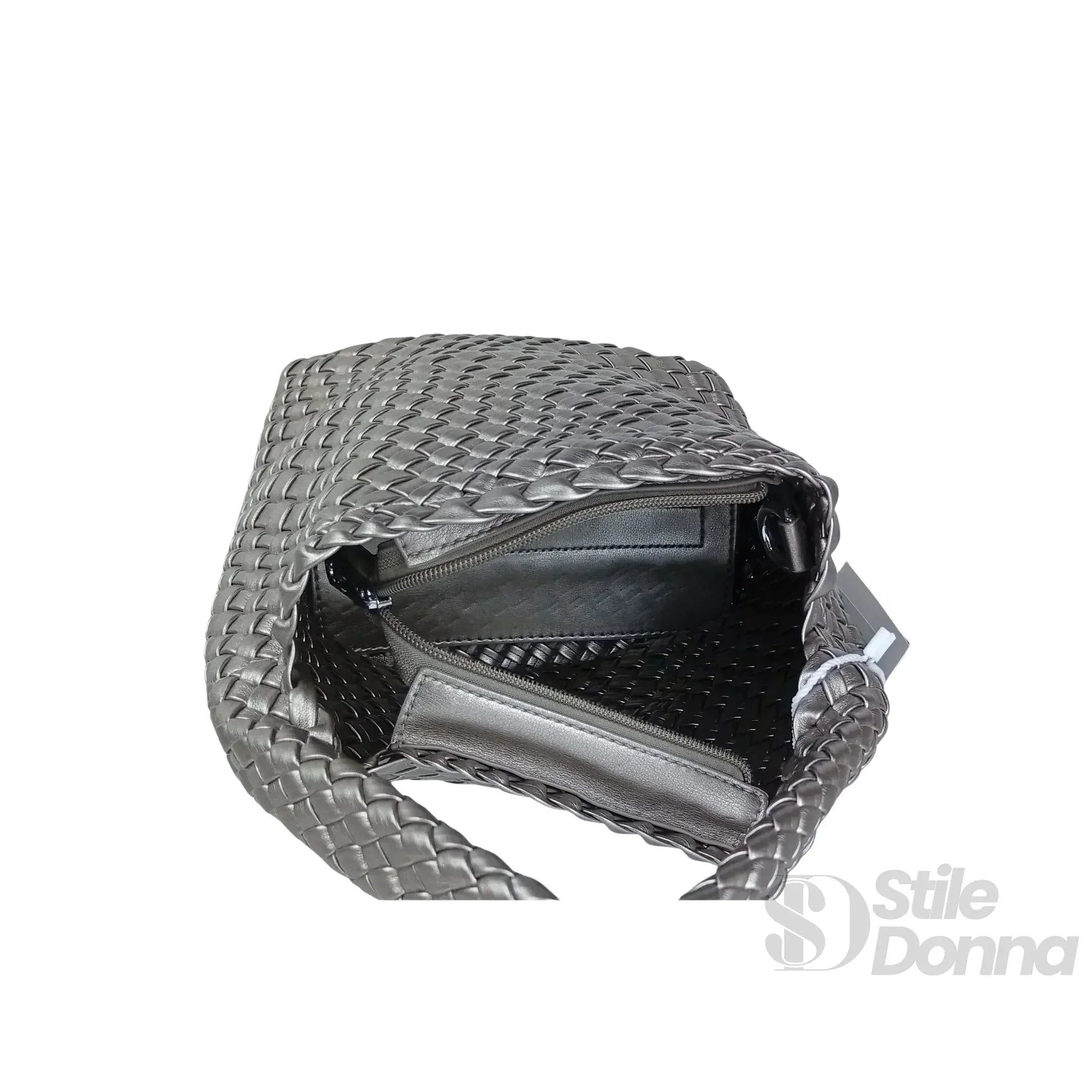 Stile Donna borsa a mano ecopelle intrecciata con tracolla – vista posteriore