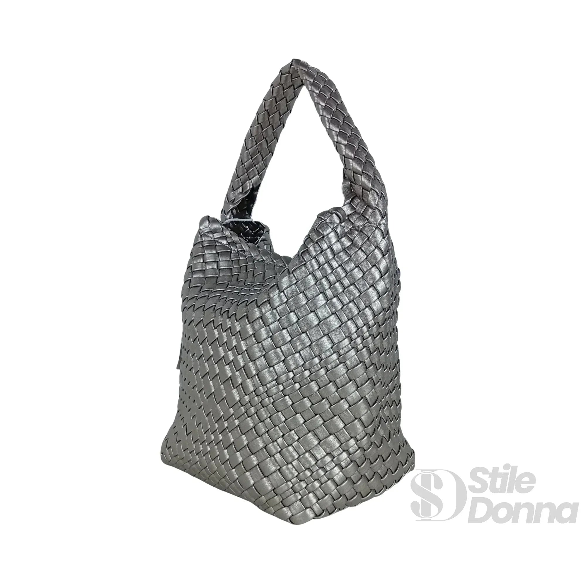 Stile Donna borsa a mano ecopelle intrecciata donna – borsa indossata
