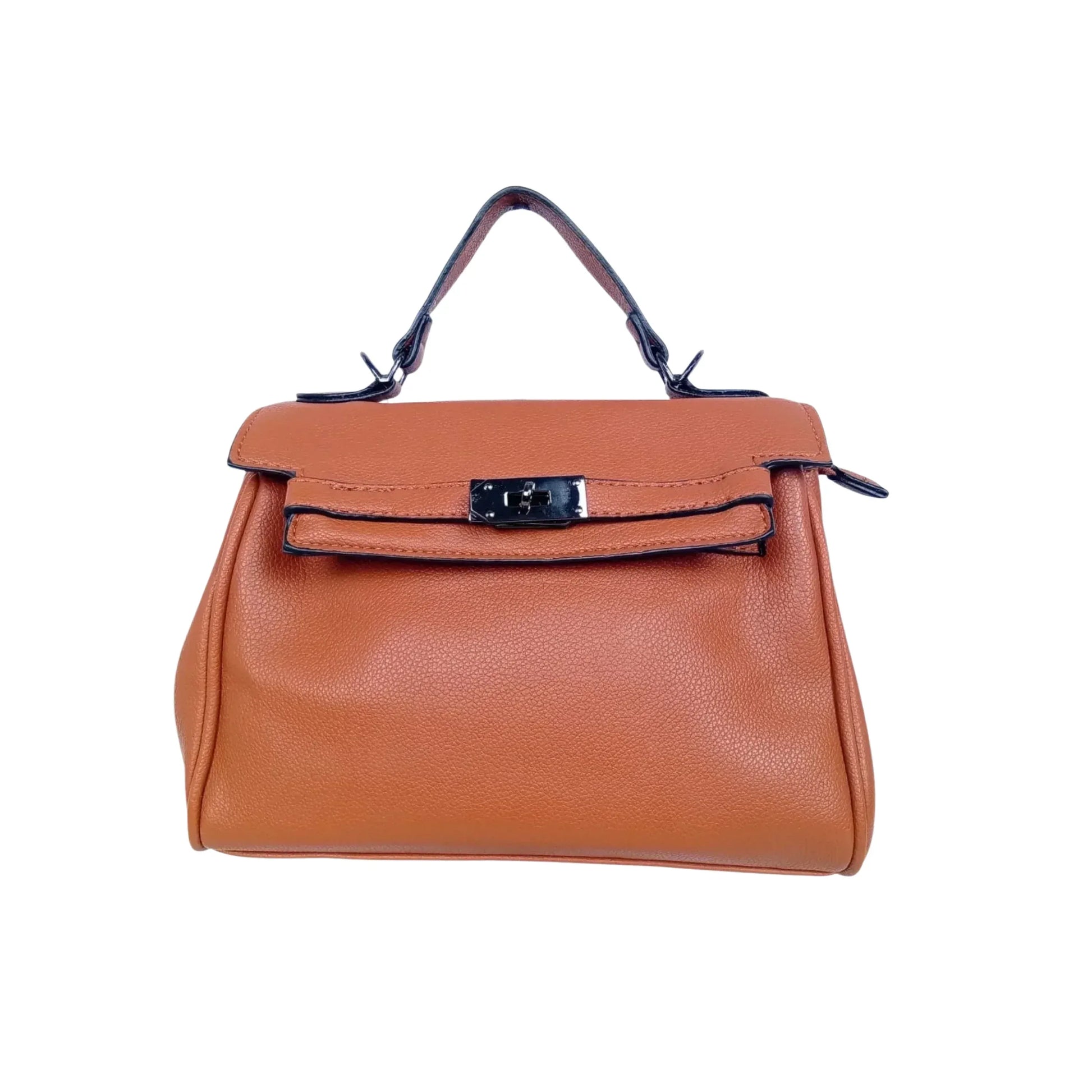 Stile Donna borsa a mano ecopelle marrone 17cm con tracolla rimovibile donna – vista frontale