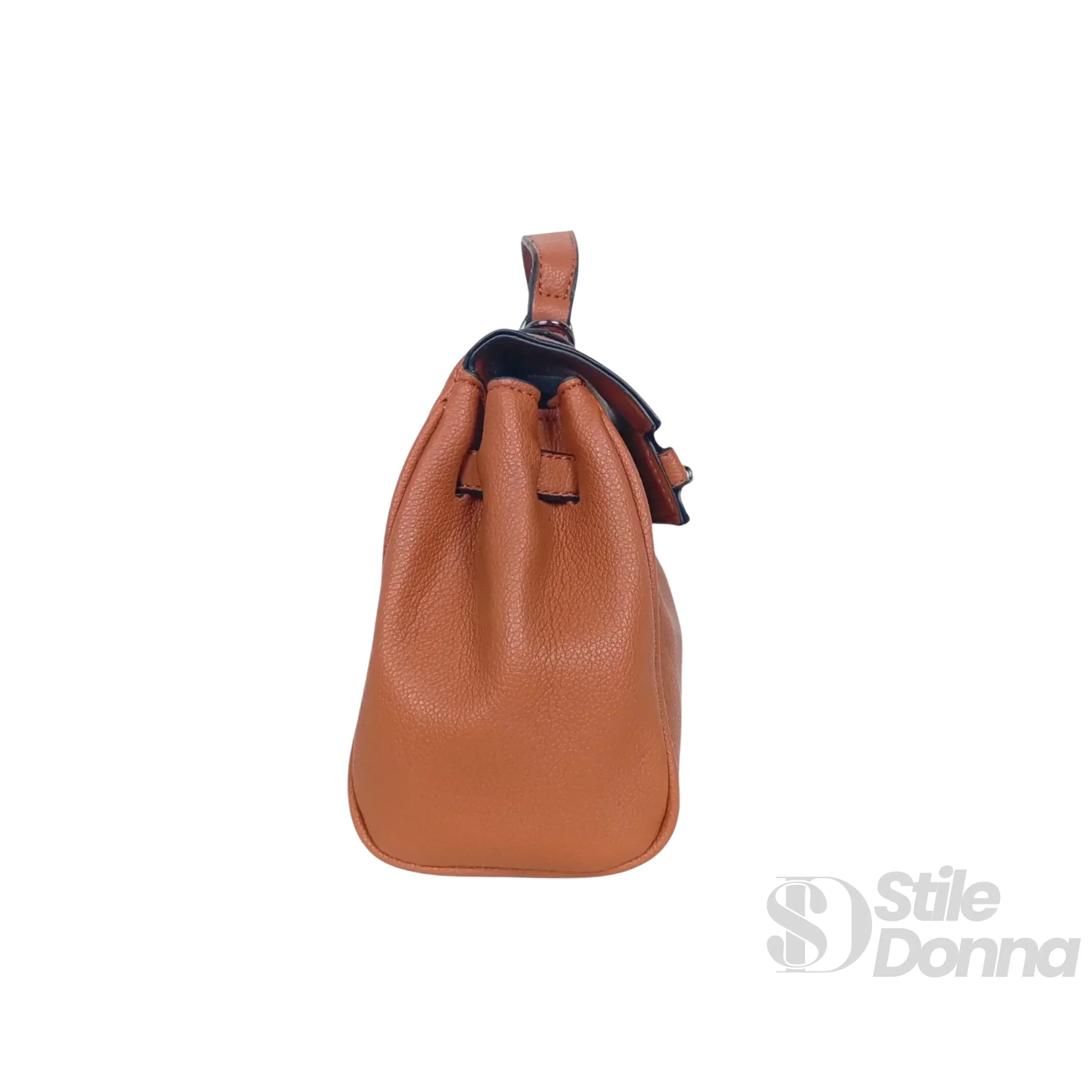 Stile Donna borsa a mano ecopelle marrone secchiello con tracolla – vista posteriore