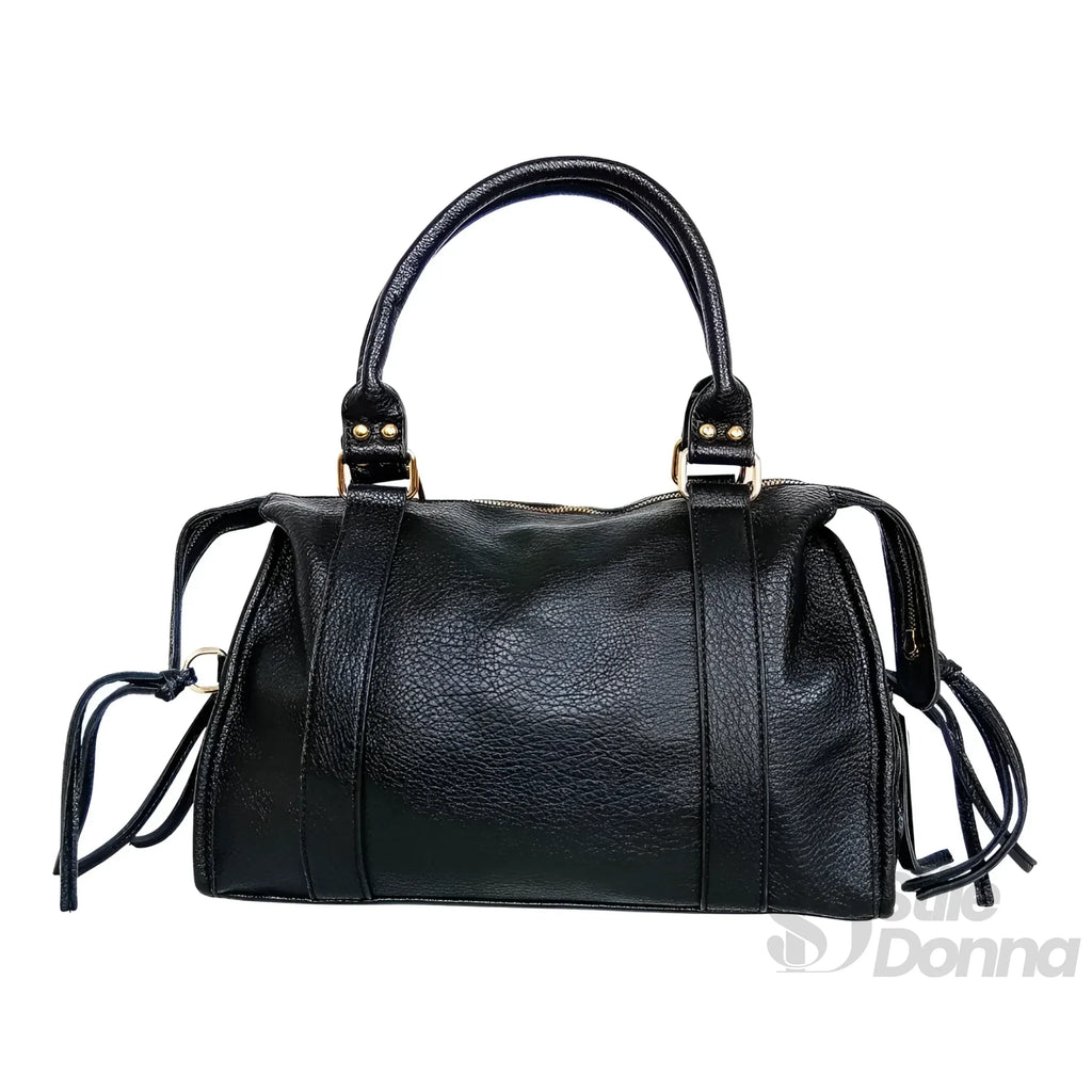 Borsa In Ecopelle Con Ferrure Dorata | Prospettiva indossata | ecopelle | Nero