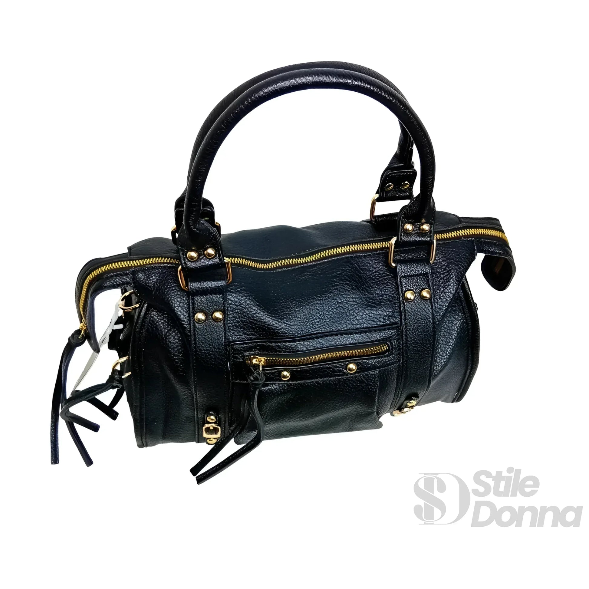 Borsa In Ecopelle Con Ferrure Dorata | Vista dall'alto | ecopelle | Nero