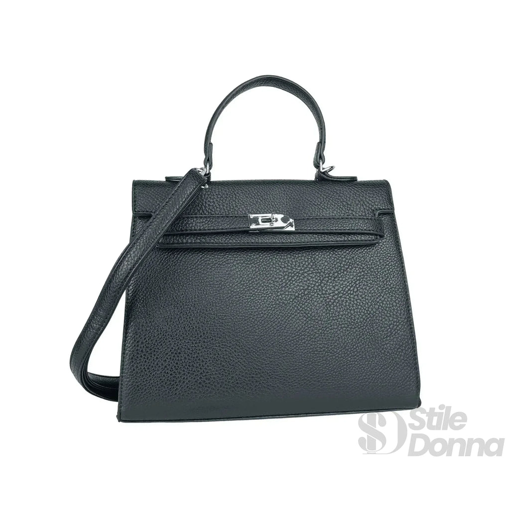 Stile Donna borsa a mano ecopelle gialla kelly con dettagli argentati – vista supplementare