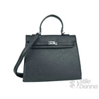 Borsa a Mano in Ecopelle con Dettagli in Metallo Argentato - Stile Donna Bags