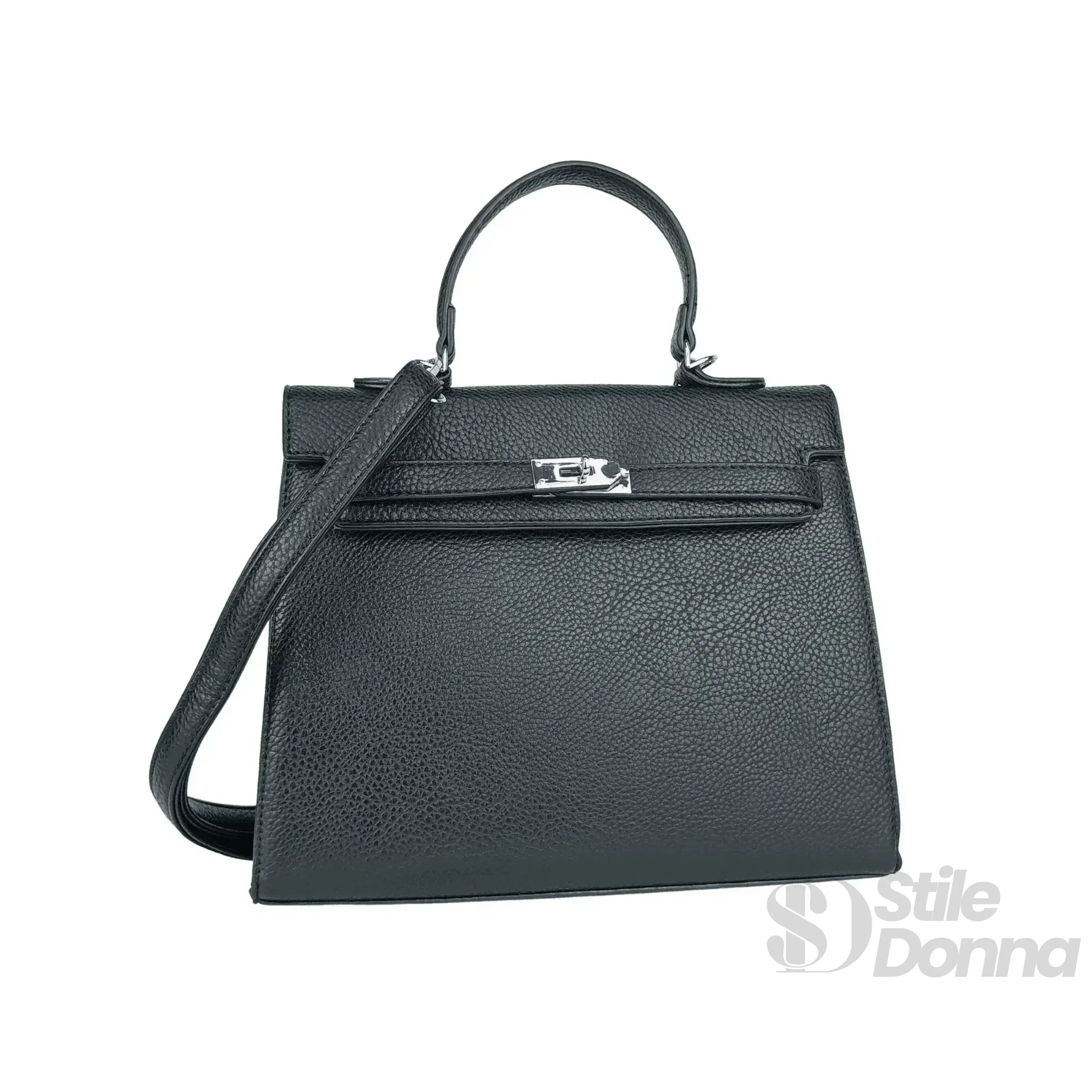 Stile Donna borsa a mano ecopelle gialla kelly con dettagli argentati – vista supplementare