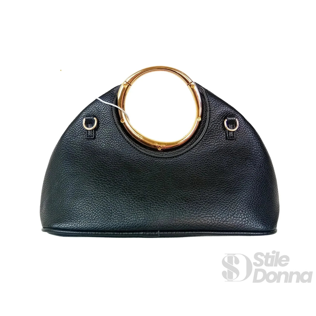 Borsa A Mano In Ecopelle Con Manico Circolare Oro | Interno e tasche | ecopelle | Grigio