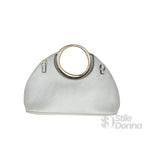 Borsa a Mano in Ecopelle con Manico Circolare Dorato - Stile Donna Bags
