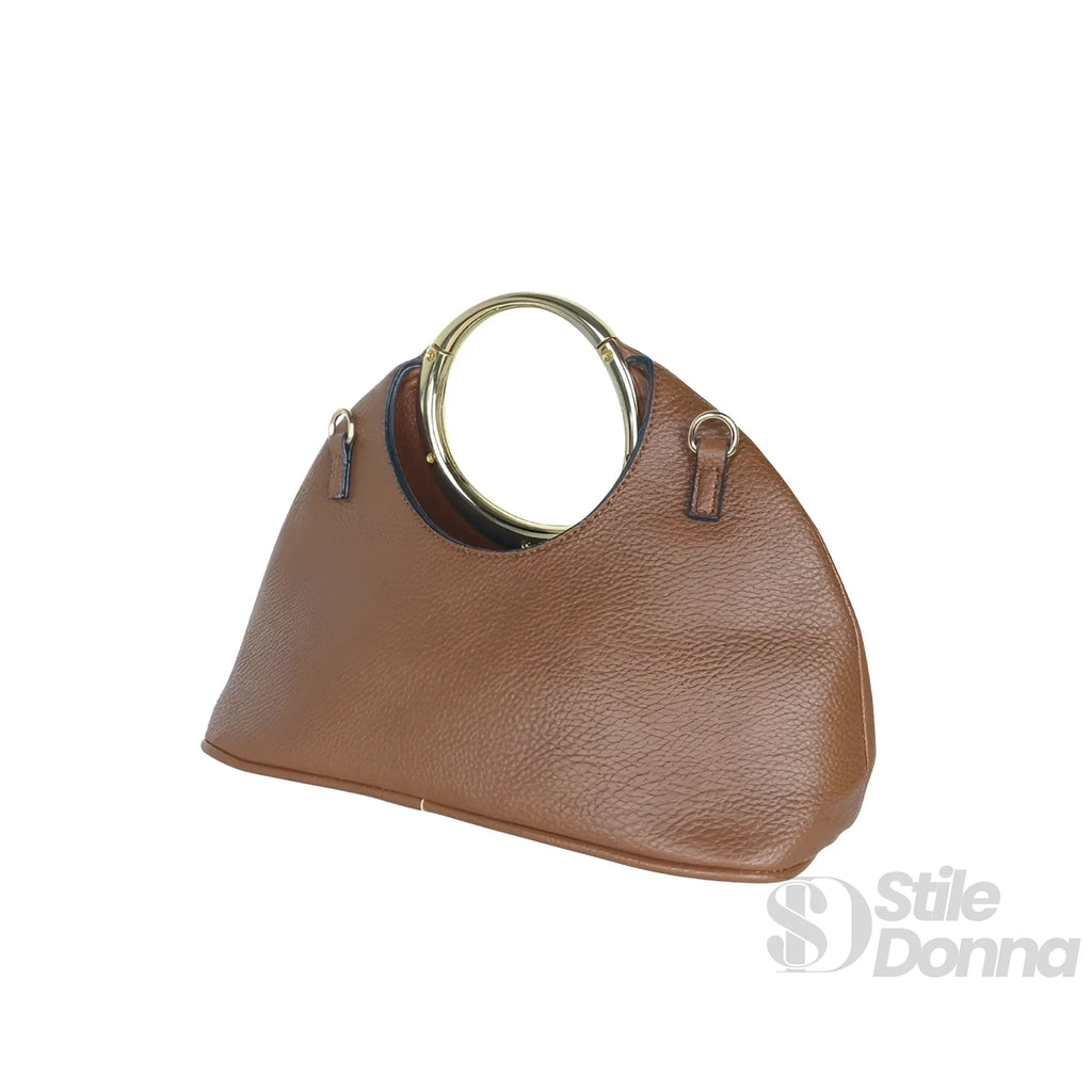 Borsa A Mano In Ecopelle Con Manico Circolare Oro | Vista aggiuntiva 13 | ecopelle | Grigio