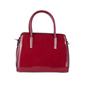Stile Donna borsa a mano ecopelle verniciata lucida rossa con dettagli dorati donna – vista frontale