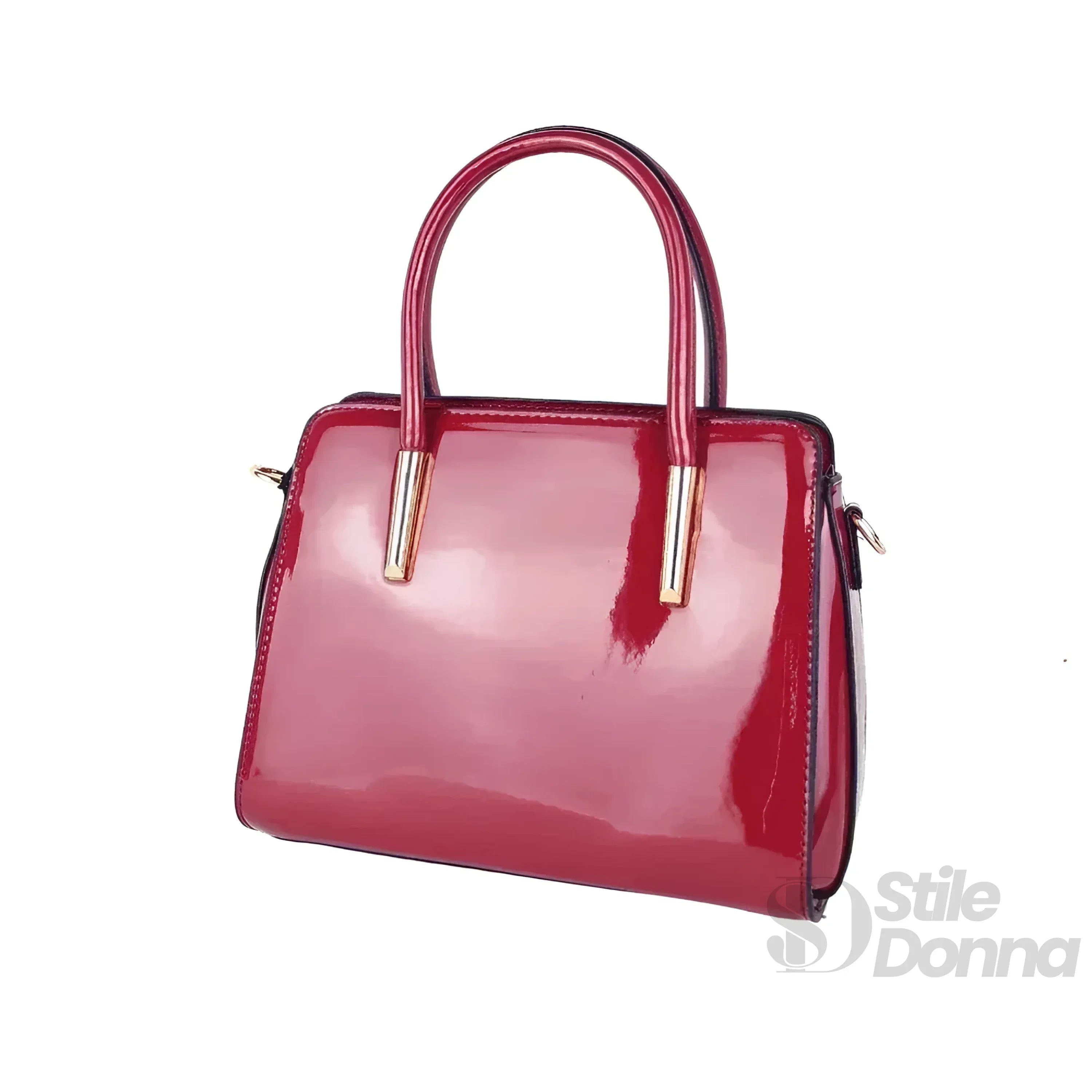 Stile Donna borsa a mano ecopelle verniciata lucida rossa – vista posteriore