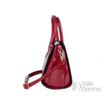 Borsa a Mano in Pelle Verniciata Lucida con Dettagli Dorati - Stile Donna Bags