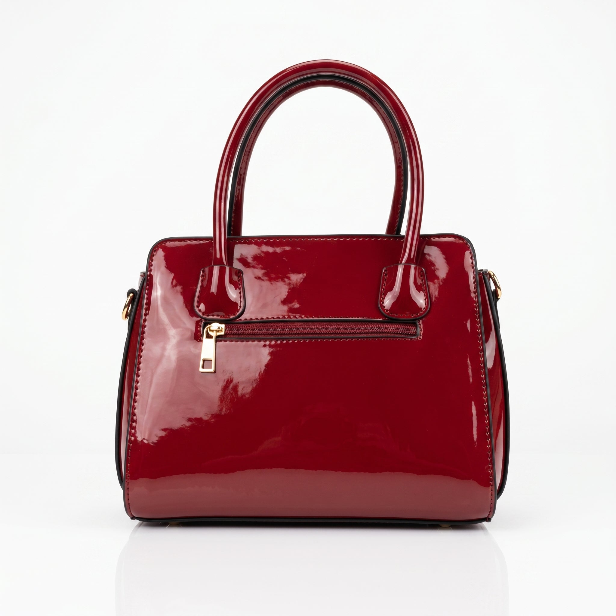 Borsa a Mano in Pelle Verniciata Lucida con Dettagli Dorati - Borsa a mano - Stile Donna Bags