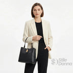 Borsa a Mano in Vera Pelle Italiana con Dettagli Dorati - Stile Donna Bags