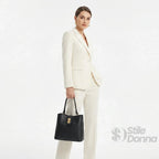 Borsa a Mano in Vera Pelle Italiana con Dettagli Dorati - Stile Donna Bags