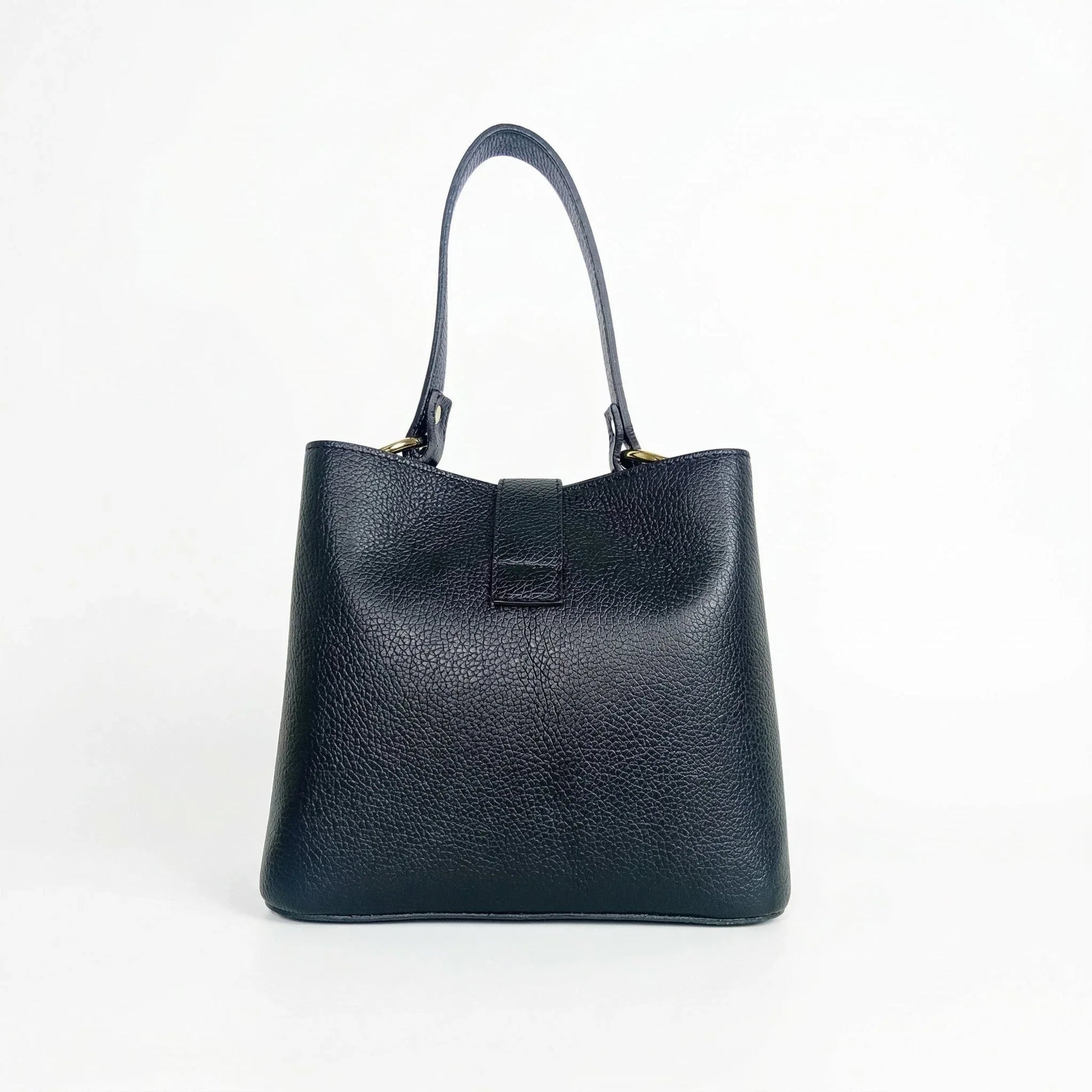 Stile Donna borsa a mano vera pelle italiana con dettagli dorati – vista posteriore