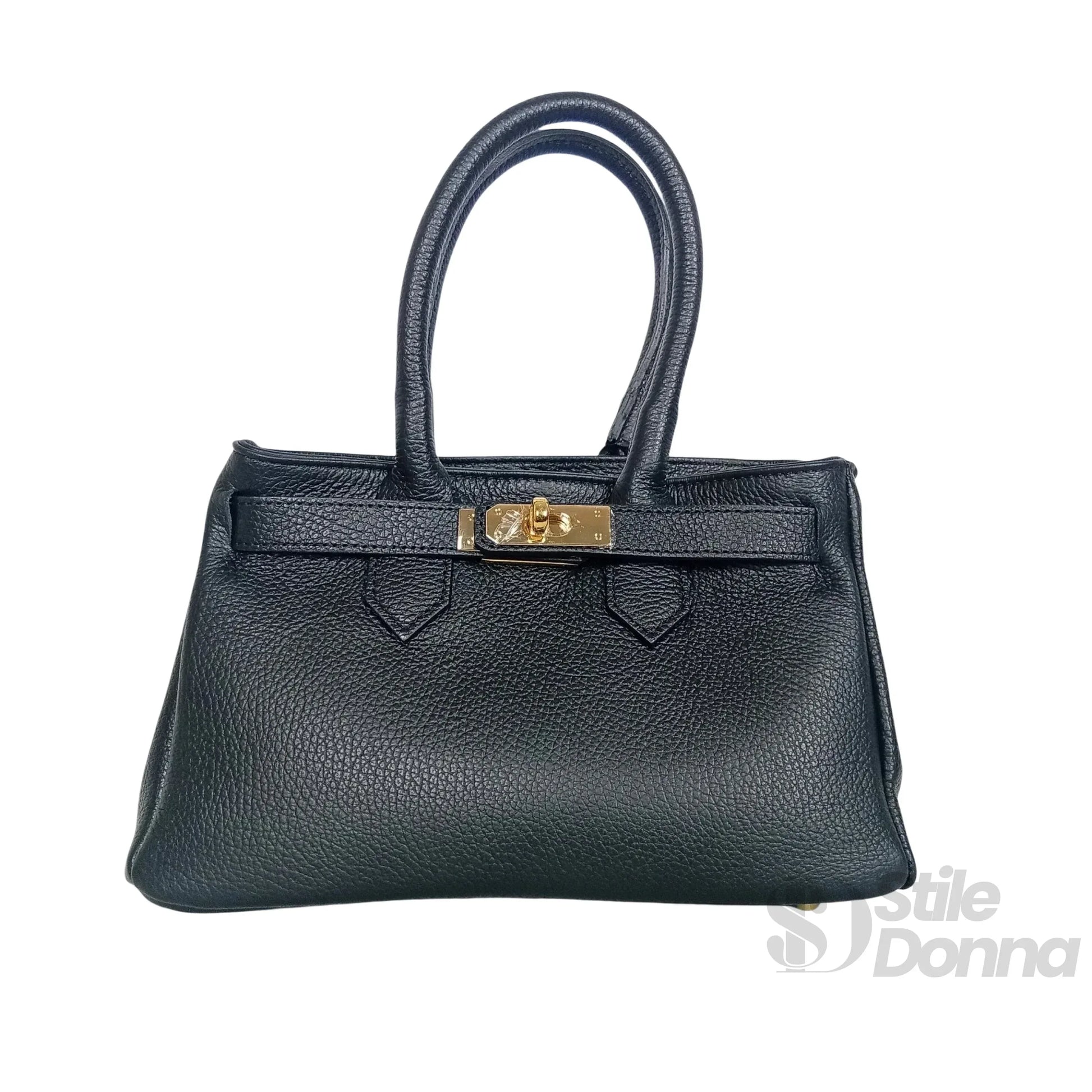 Stile Donna borsa a mano vera pelle made in Italy con hardware dorato – vista posteriore