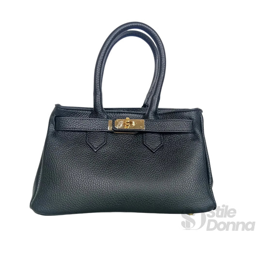 Stile Donna borsa a mano vera pelle made in Italy con hardware dorato – vista posteriore